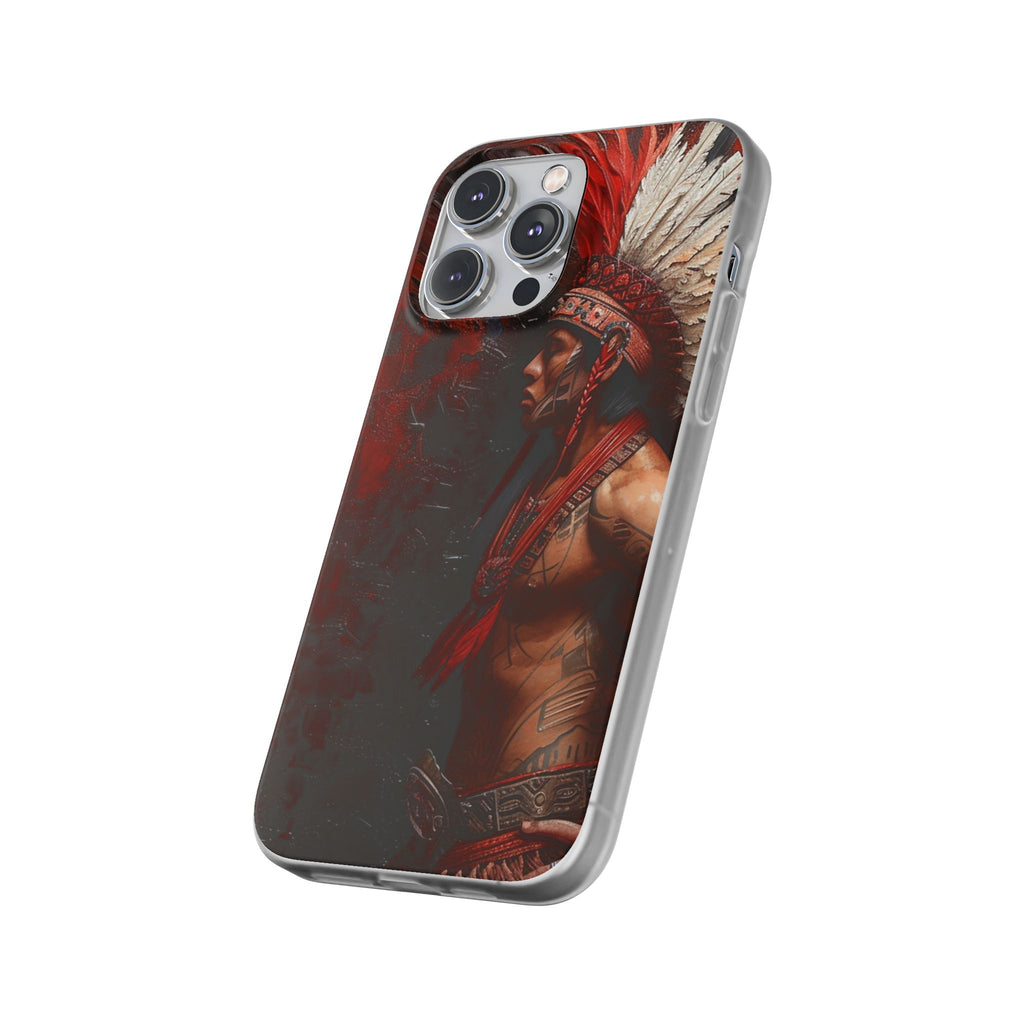 Aztec Noble Warrior – Flexi Phone Case (iPhone & Samsung • Clear TPU • Made in USA • Personalized Option)