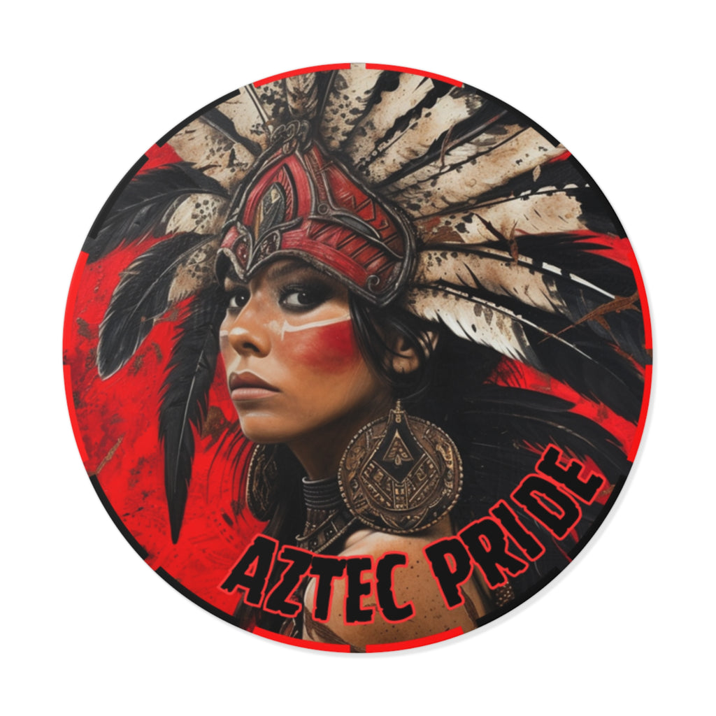 Aztec Moon Goddess Round Vinyl Sticker – Waterproof Matte Decal (2”–6”)