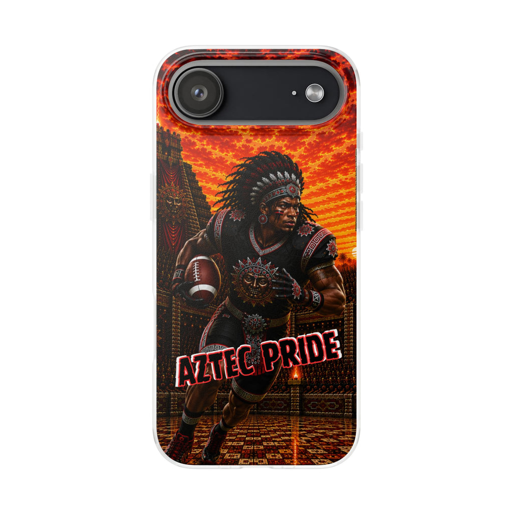 Aztec Football Warrior – Flexi Phone Case (iPhone & Samsung • Clear TPU • Made & Shipped in the USA • 🚚 FREE USA Shipping • Personalized Option)