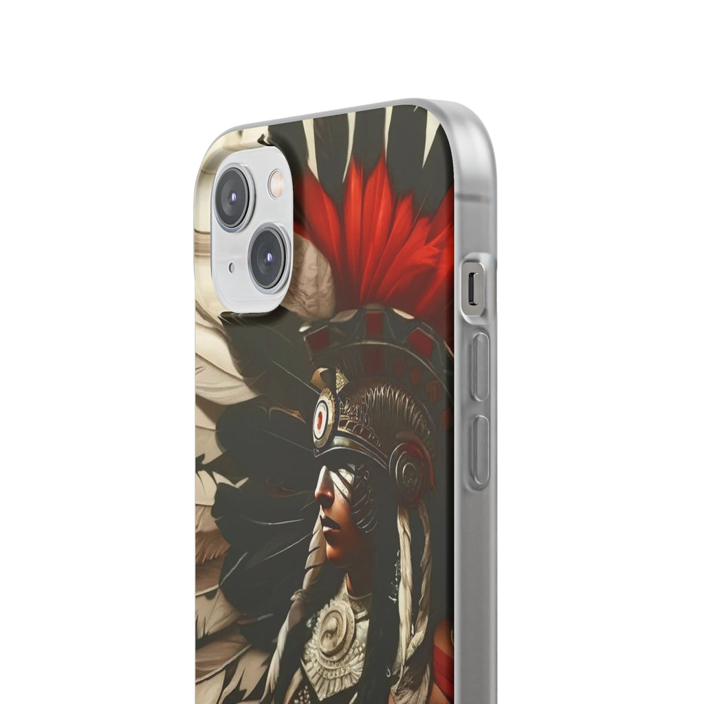 Aztec Fierce Warrior – Flexi Phone Case (iPhone & Samsung • Clear TPU • Made in USA • Personalized Option)