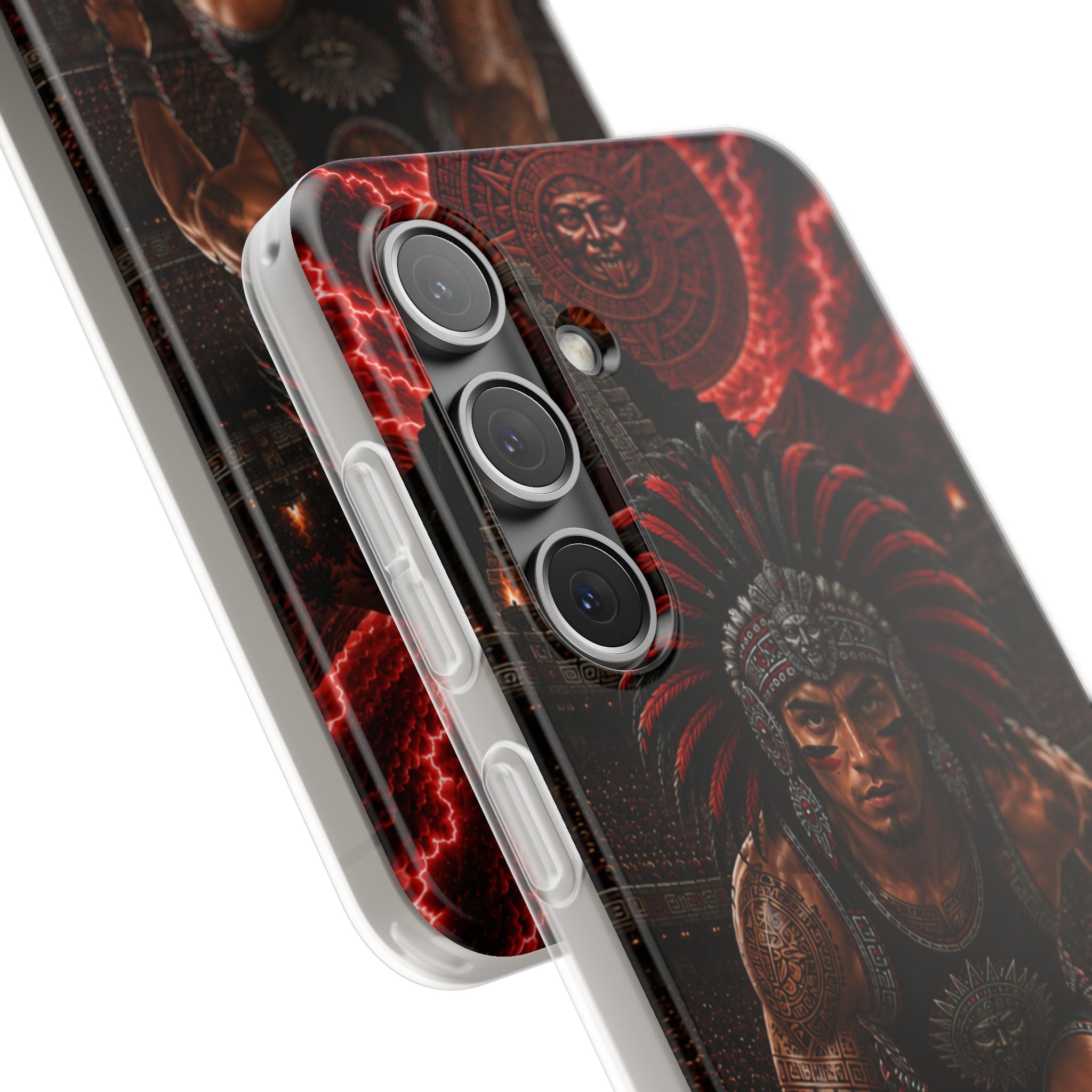 Aztec Track & Field Male Warrior – Flexi Phone Case (iPhone & Samsung • Clear TPU • Made & Shipped in the USA • 🚚 FREE USA Shipping • Personalized Option)