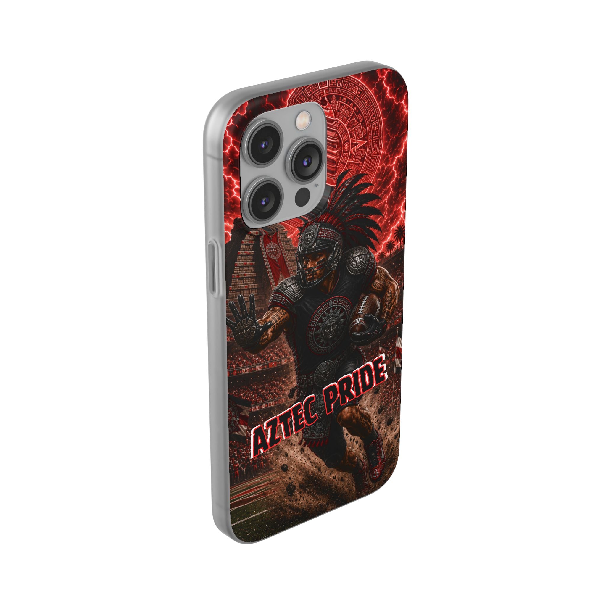 Aztec Football Warrior – Flexi Phone Case (iPhone & Samsung • Clear TPU • Made in USA • Personalized Option)