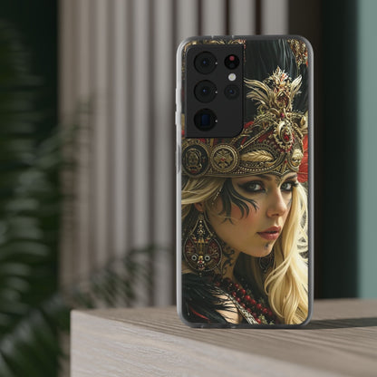 Aztec Fireheart Queen – Flexi Phone Case (iPhone & Samsung • Clear TPU • Made in USA • Personalized Option)