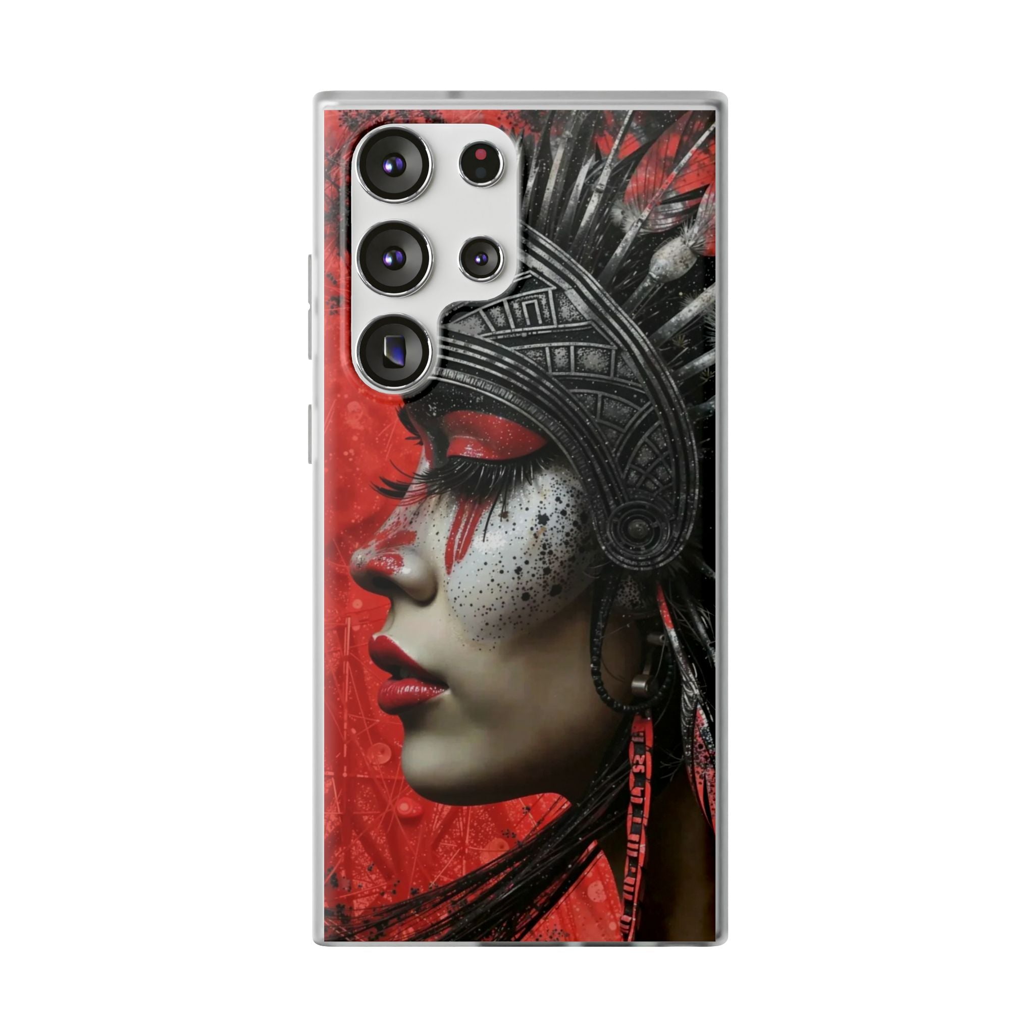 Aztec Fearless Goddess – Flexi Phone Case (iPhone & Samsung • Clear TPU • Made in USA • Personalized Option)
