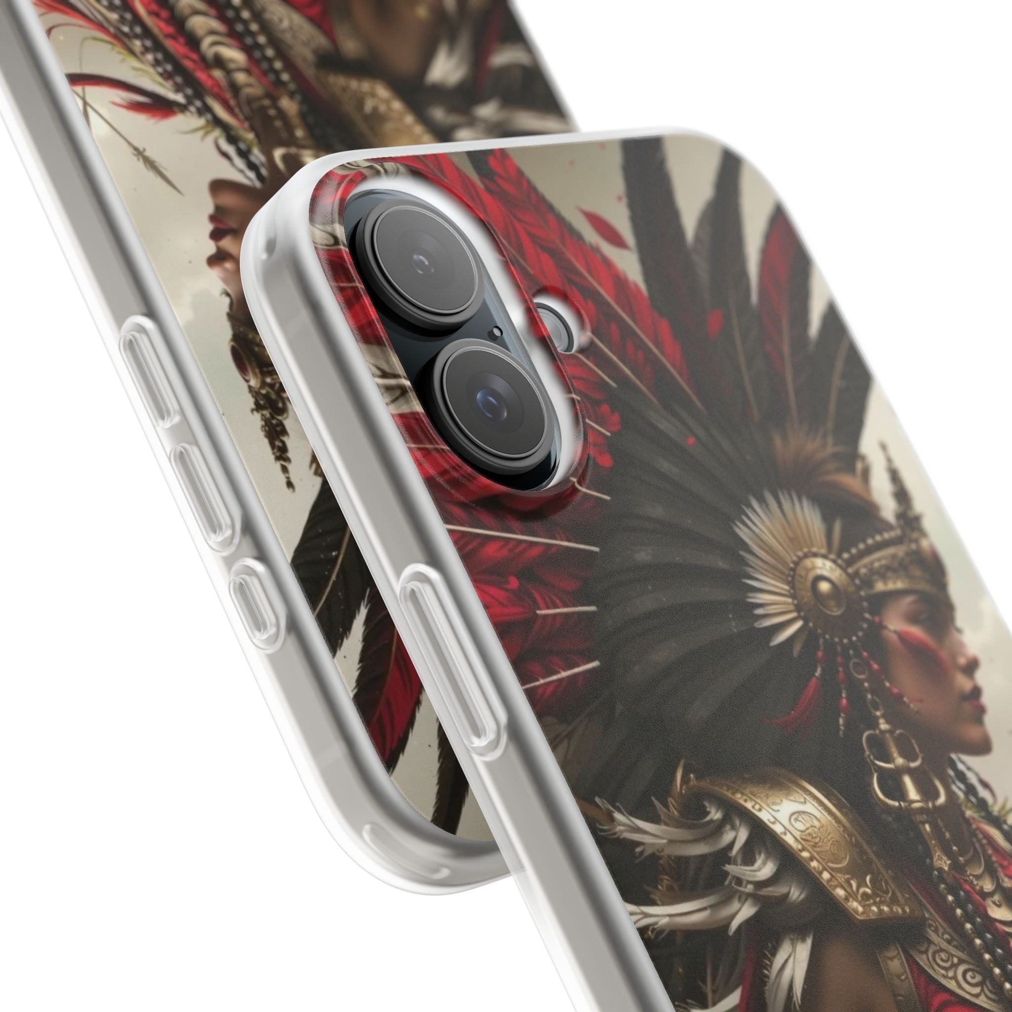 Aztec Warrior Queen – Flexi Phone Case (iPhone & Samsung • Clear TPU • Made in USA • Personalized Option)