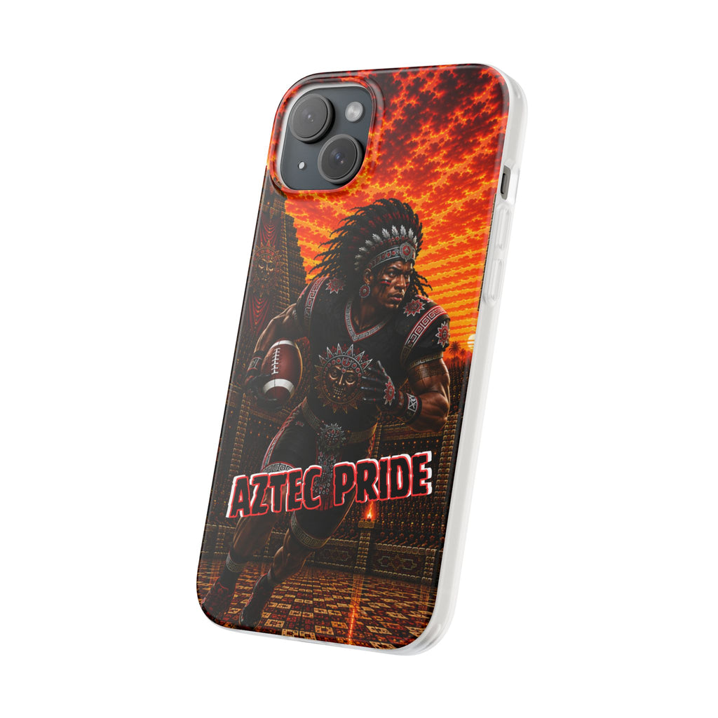 Aztec Football Warrior – Flexi Phone Case (iPhone & Samsung • Clear TPU • Made & Shipped in the USA • 🚚 FREE USA Shipping • Personalized Option)