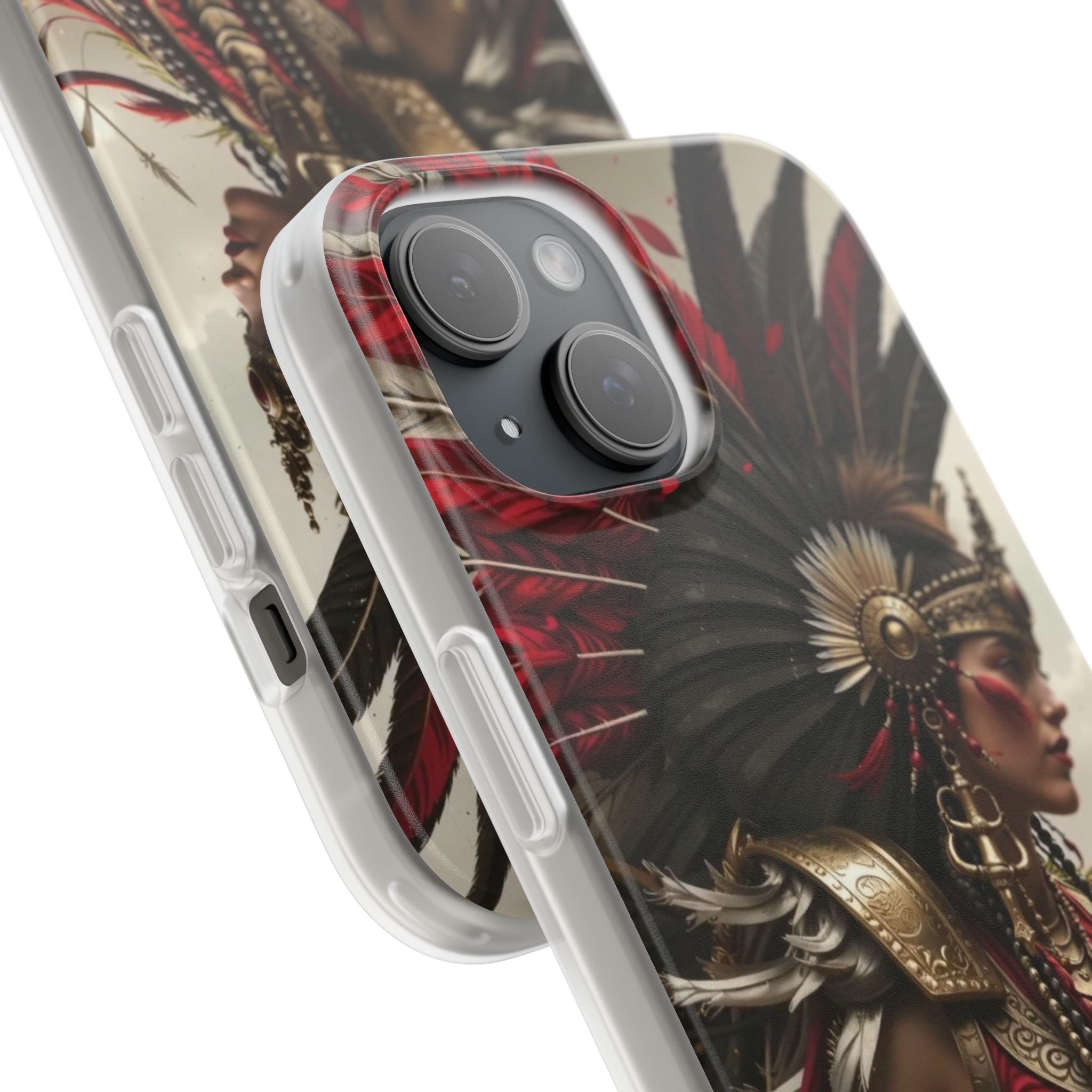 Aztec Warrior Queen – Flexi Phone Case (iPhone & Samsung • Clear TPU • Made in USA • Personalized Option)