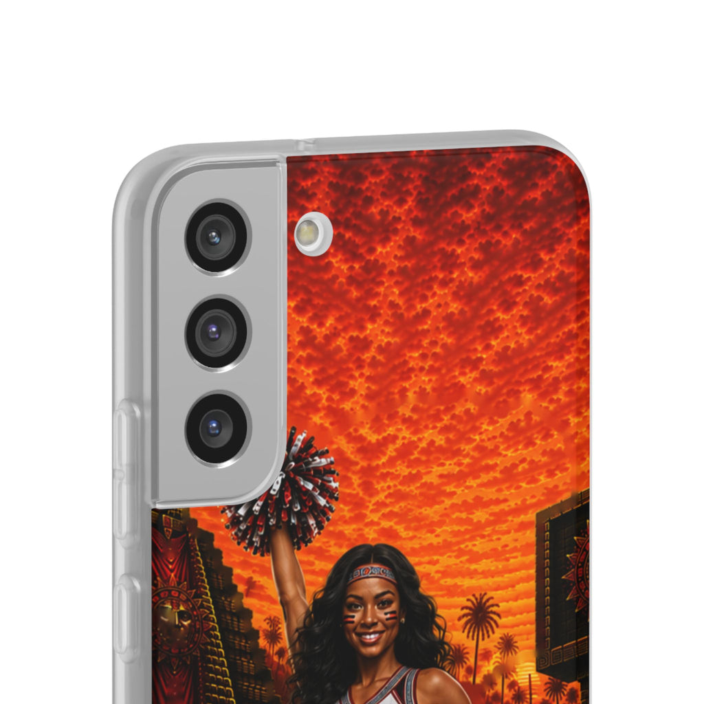 Aztec Cheerleader Warrior – Flexi Phone Case (iPhone & Samsung • Clear TPU • Made & Shipped in the USA • 🚚 FREE USA Shipping • Personalized Option)