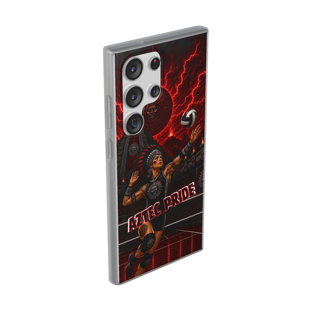 Aztec Volleyball Warrior – Flexi Phone Case (iPhone & Samsung • Clear TPU • Made & Shipped in the USA • 🚚 FREE USA Shipping • Personalized Option)