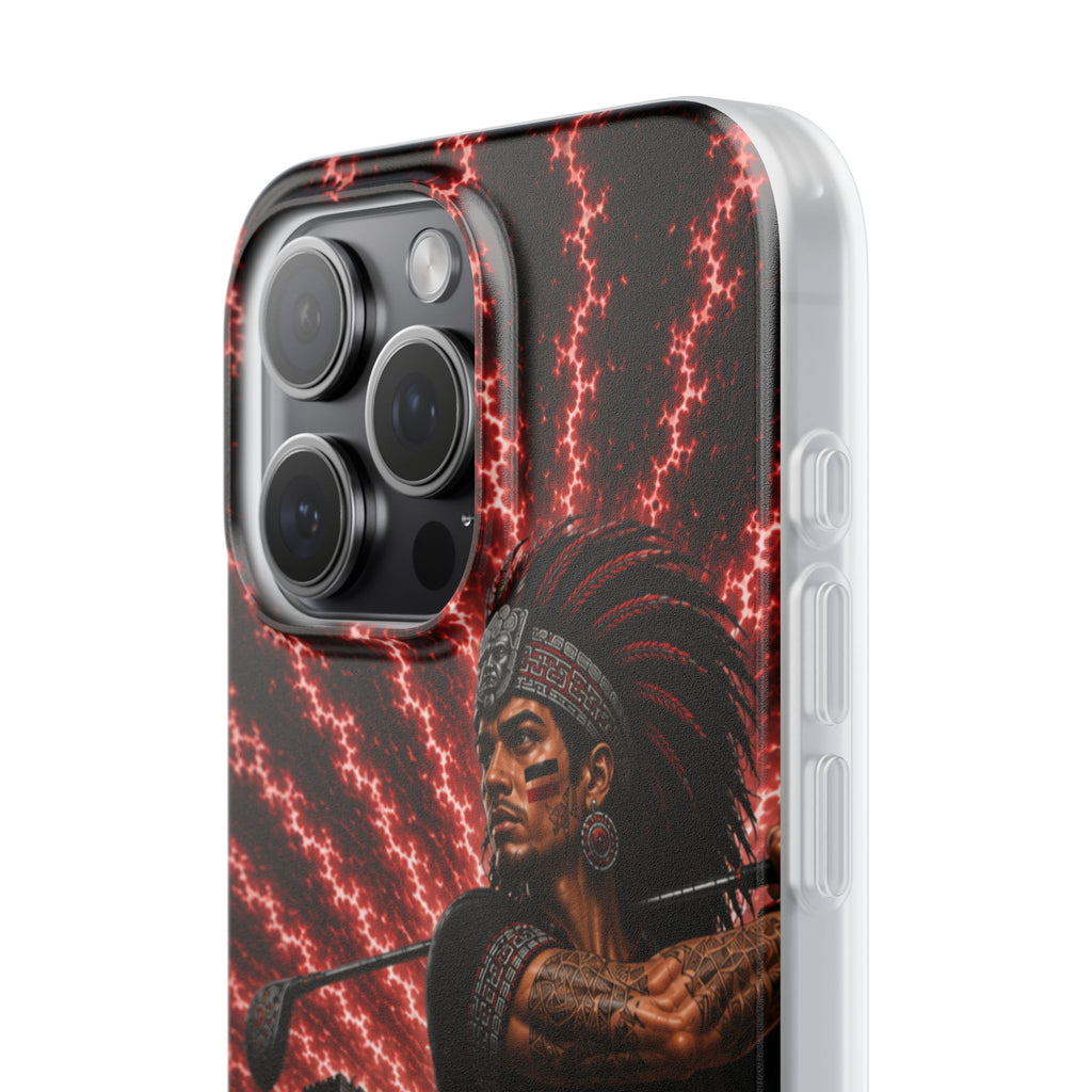 Aztec Golf Male Warrior – Flexi Phone Case (iPhone & Samsung • Clear TPU • Made & Shipped in the USA • 🚚 FREE USA Shipping • Personalized Option)