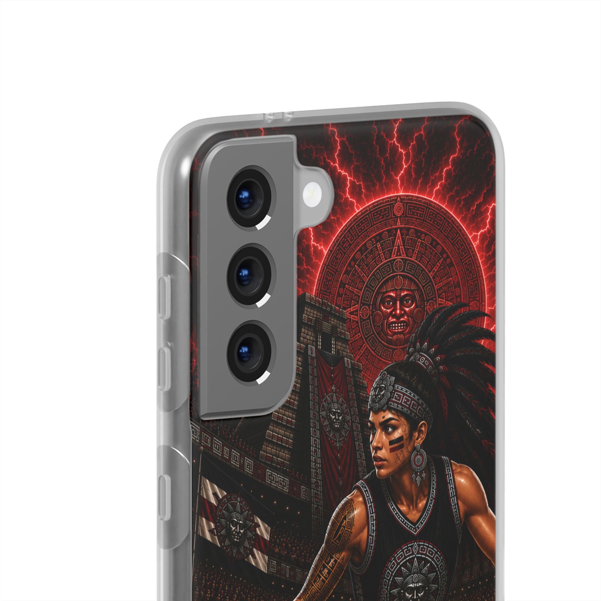 Aztec Basketball Female Warrior – Flexi Phone Case (iPhone & Samsung • Clear TPU • Made & Shipped in the USA • 🚚 FREE USA Shipping • Personalized Option)