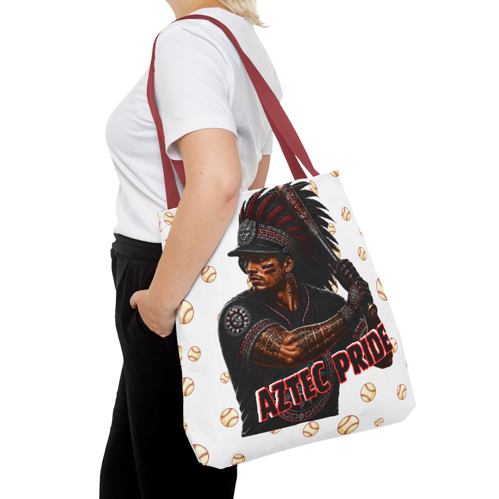 Aztec Baseball Warrior Tote Bag | Aztec-Inspired AI Art • Made & Shipped in the USA • 🚚 FREE USA Shipping • FREE Personalization