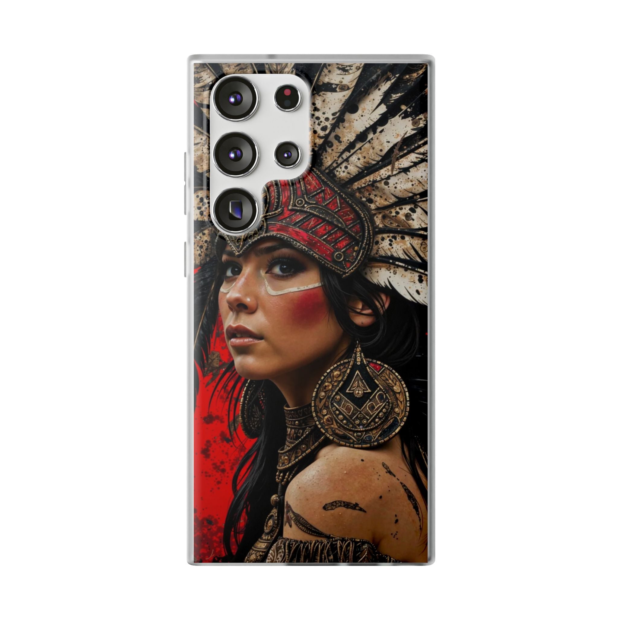 Aztec Moon Goddess – Flexi Phone Case (iPhone & Samsung • Clear TPU • Made in USA • Personalized Option)