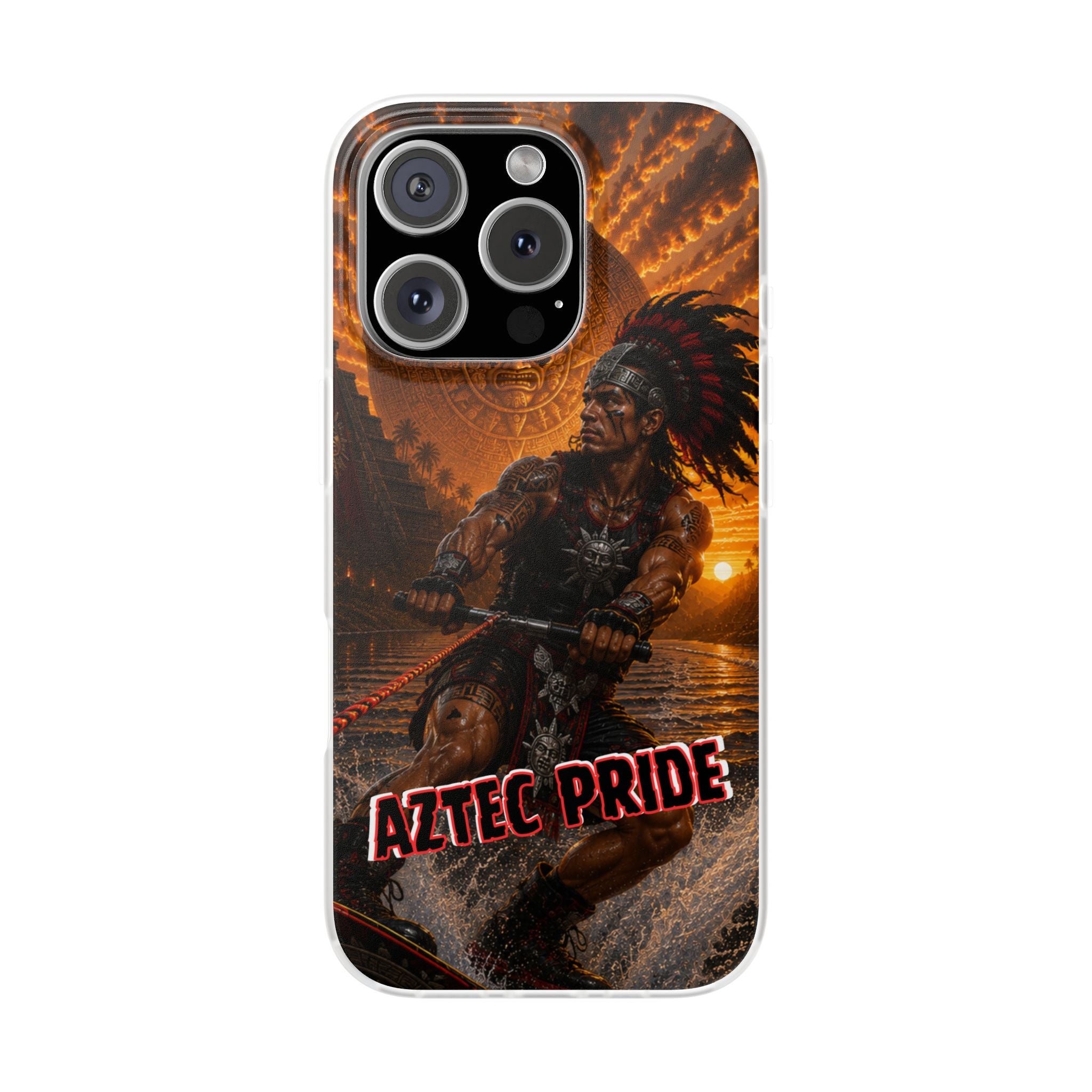 Aztec Wakeboard Male Warrior – Flexi Phone Case (iPhone & Samsung • Clear TPU • Made & Shipped in the USA • 🚚 FREE USA Shipping • Personalized Option)