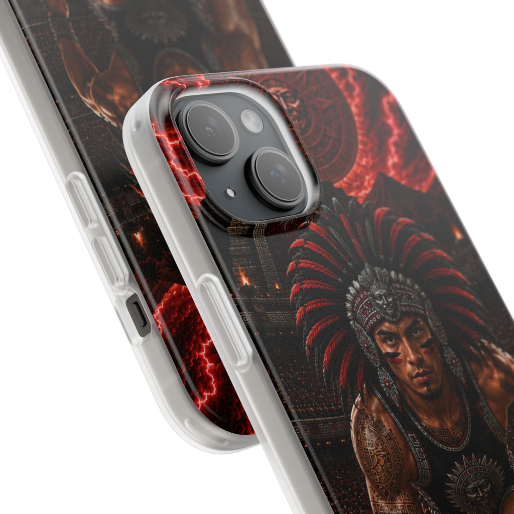 Aztec Track & Field Male Warrior – Flexi Phone Case (iPhone & Samsung • Clear TPU • Made & Shipped in the USA • 🚚 FREE USA Shipping • Personalized Option)