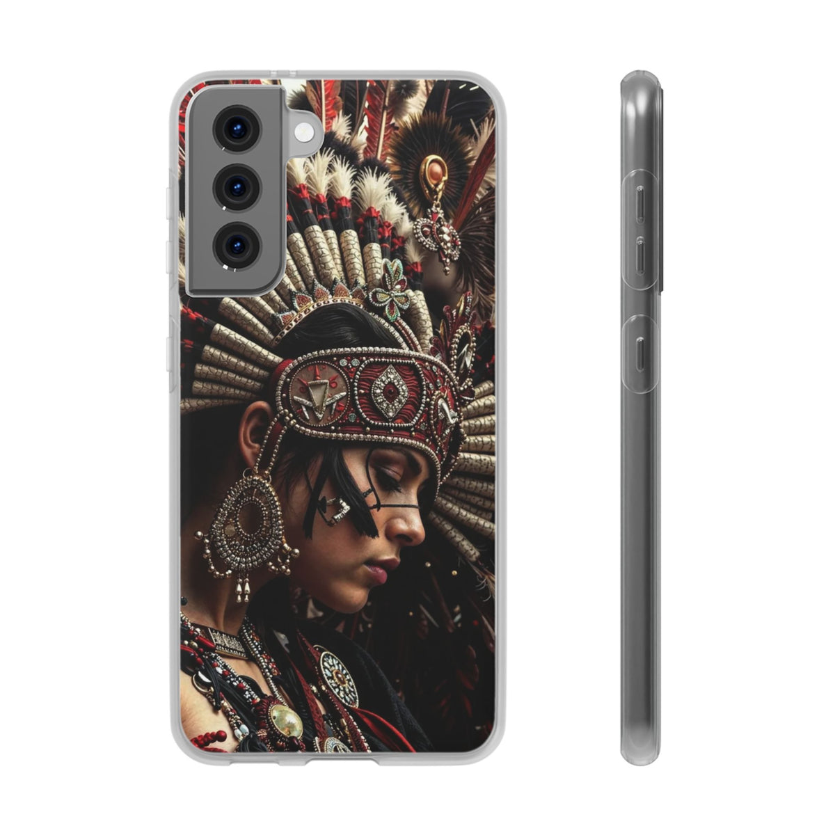 Aztec Goddess Spirit – Flexi Phone Case (iPhone & Samsung • Clear TPU • Made in USA • Personalized Option)