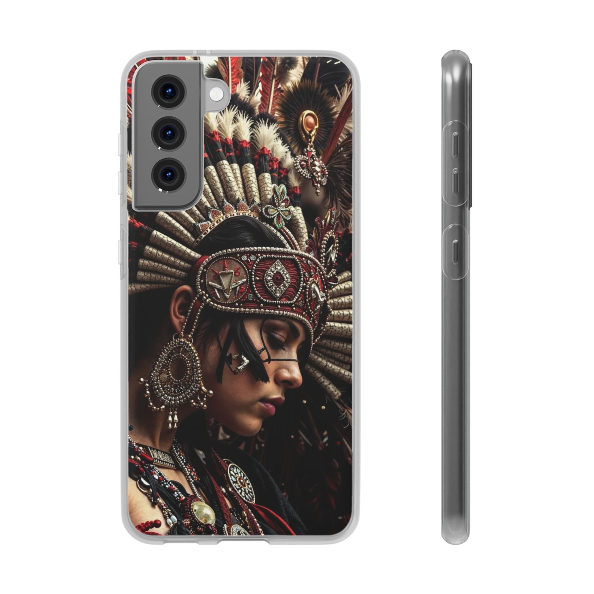 Aztec Goddess Spirit – Flexi Phone Case (iPhone & Samsung • Clear TPU • Made in USA • Personalized Option)