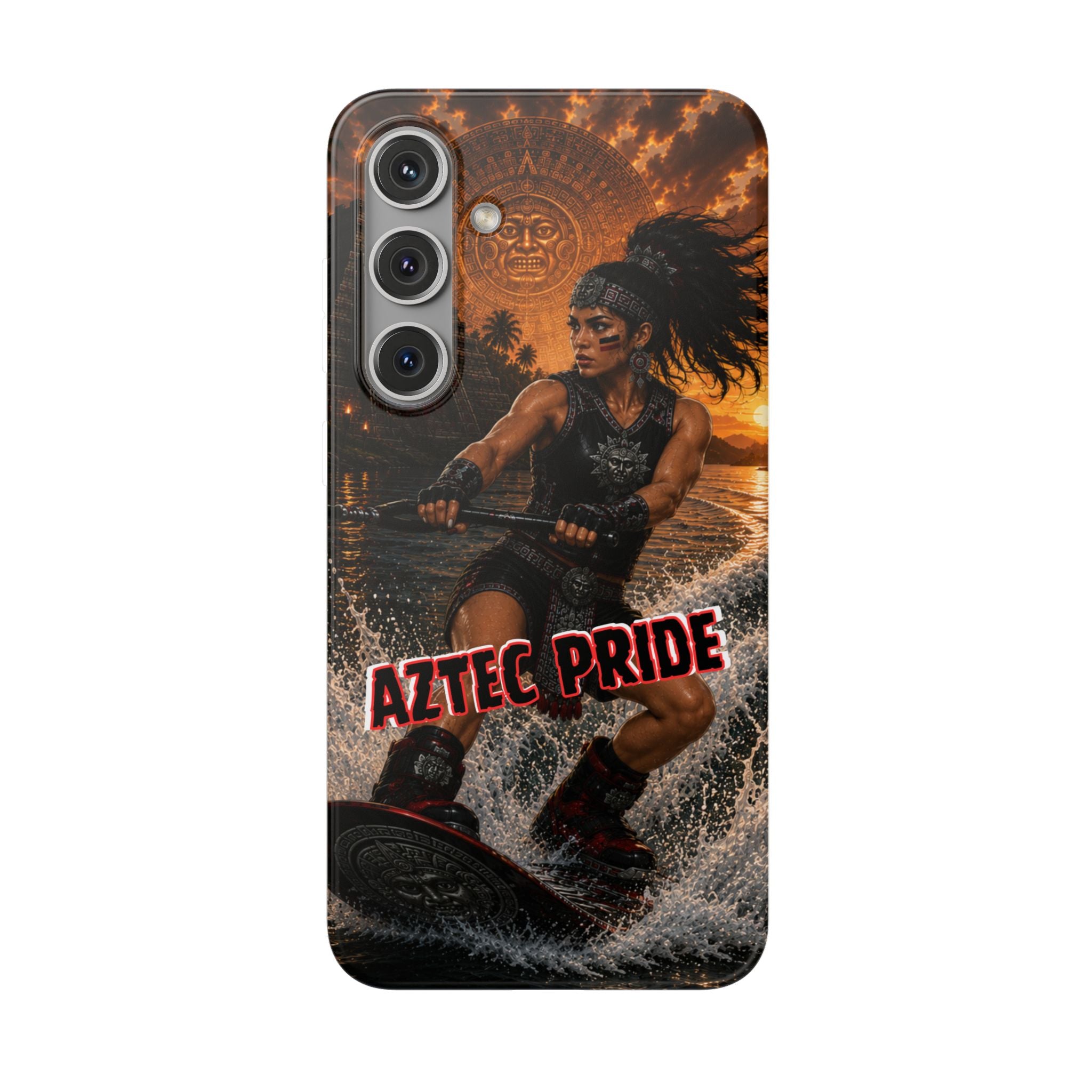 Aztec Wakeboard Female Warrior – Flexi Phone Case (iPhone & Samsung • Clear TPU • Made & Shipped in the USA • 🚚 FREE USA Shipping • Personalized Option)