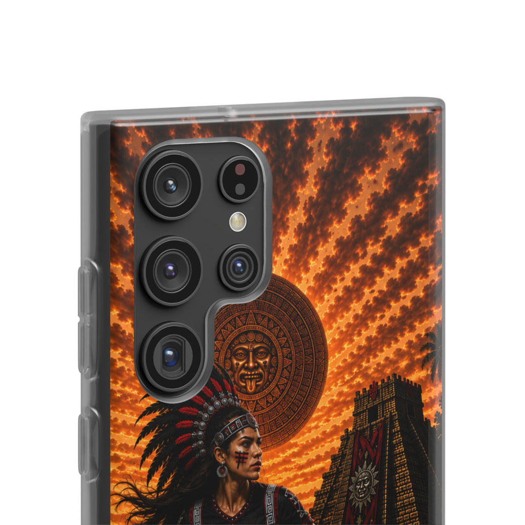 Aztec Soccer Female Warrior – Flexi Phone Case (iPhone & Samsung • Clear TPU • Made & Shipped in the USA • 🚚 FREE USA Shipping • Personalized Option)