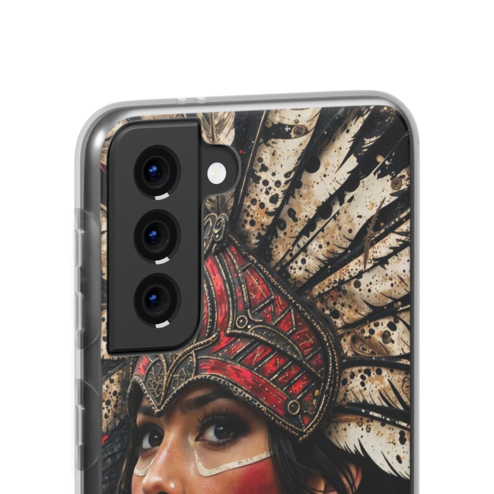 Aztec Moon Goddess – Flexi Phone Case (iPhone & Samsung • Clear TPU • Made in USA • Personalized Option)