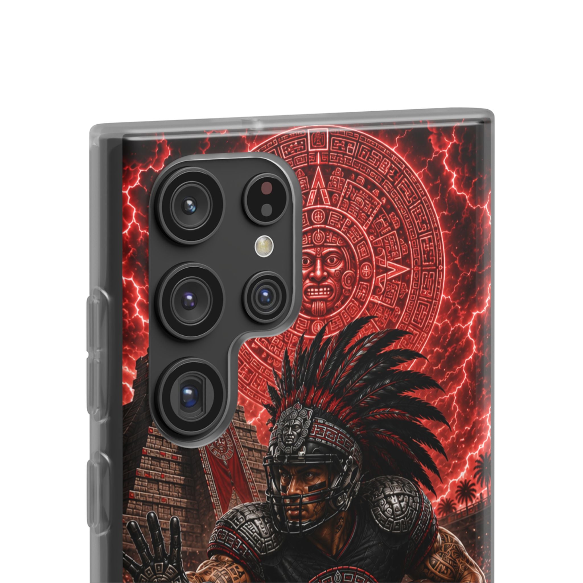Aztec Football Warrior – Flexi Phone Case (iPhone & Samsung • Clear TPU • Made in USA • Personalized Option)