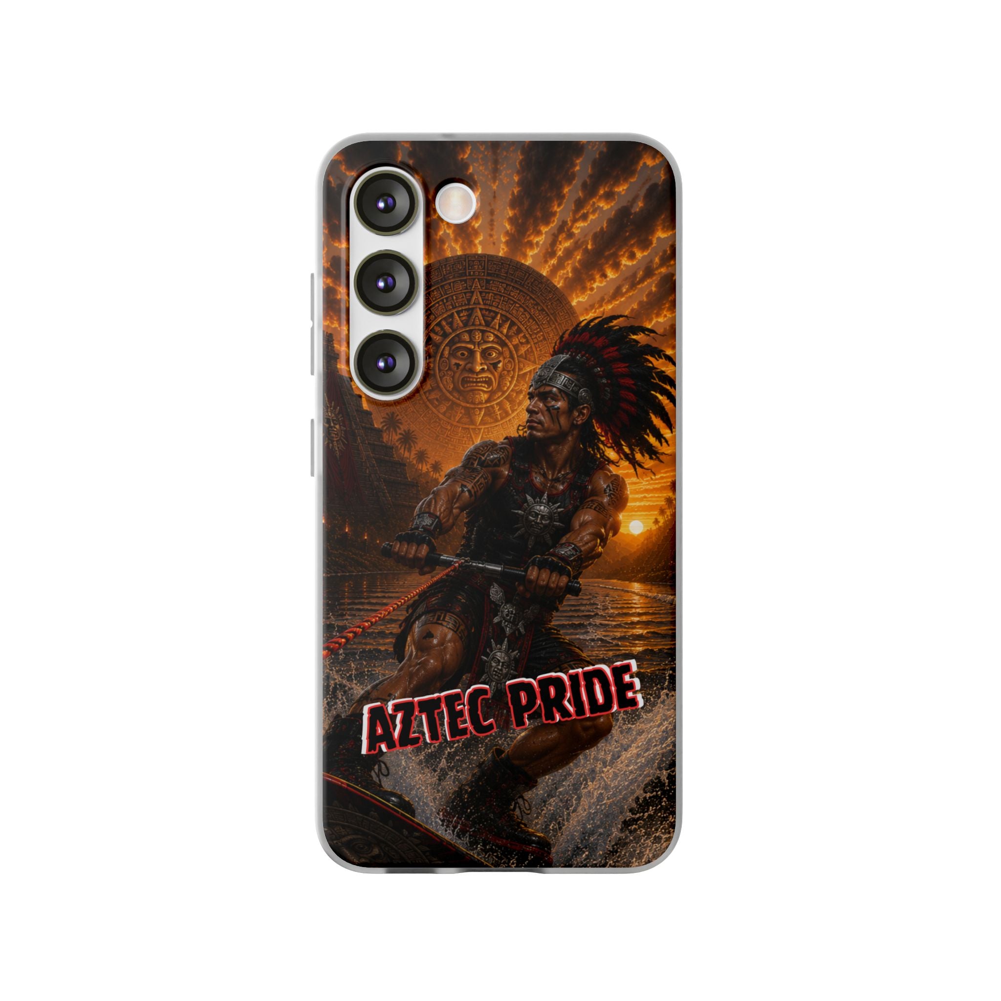 Aztec Wakeboard Male Warrior – Flexi Phone Case (iPhone & Samsung • Clear TPU • Made & Shipped in the USA • 🚚 FREE USA Shipping • Personalized Option)