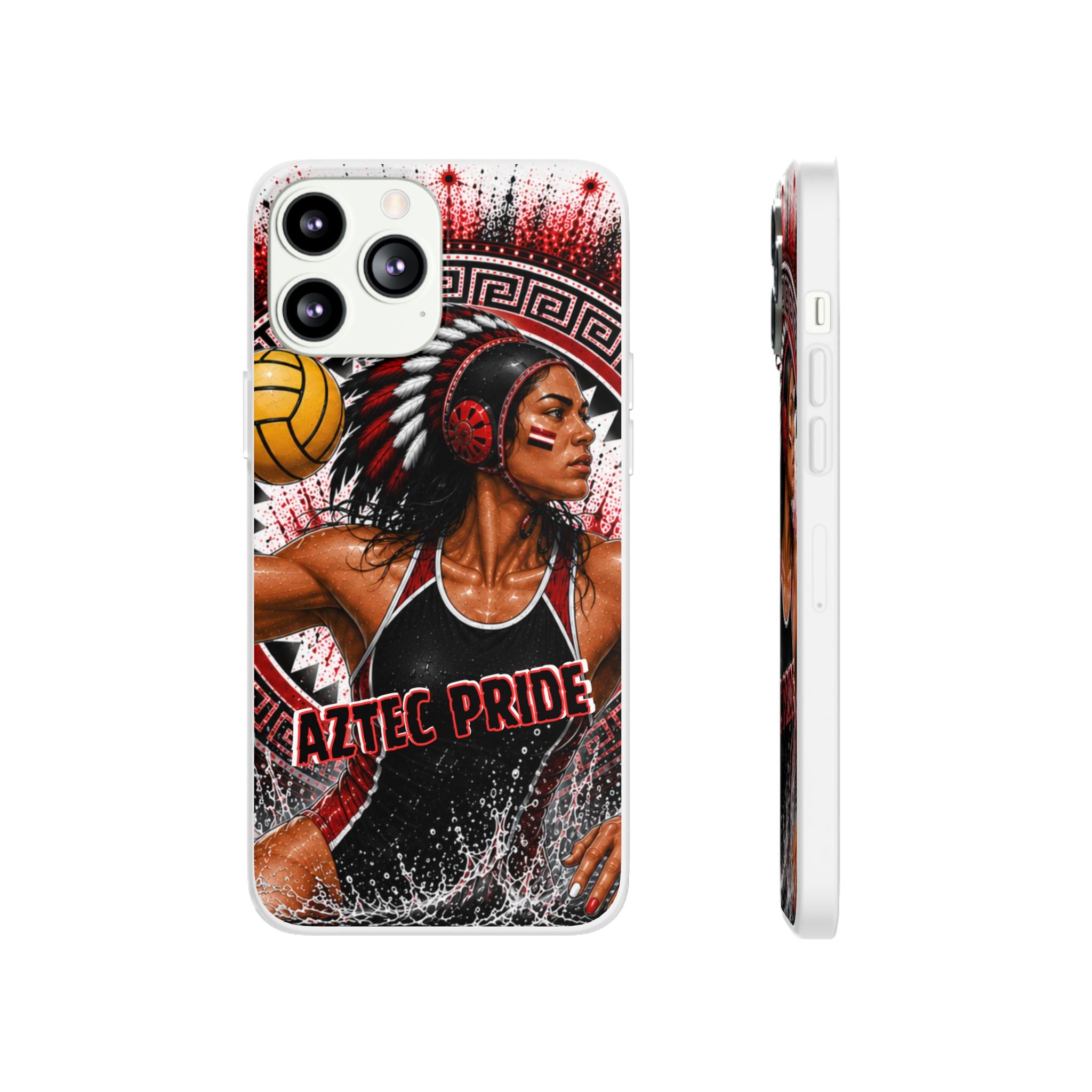 Aztec Water Polo Warrior – Flexi Phone Case (iPhone & Samsung • Clear TPU • Made in USA • Personalized Option)