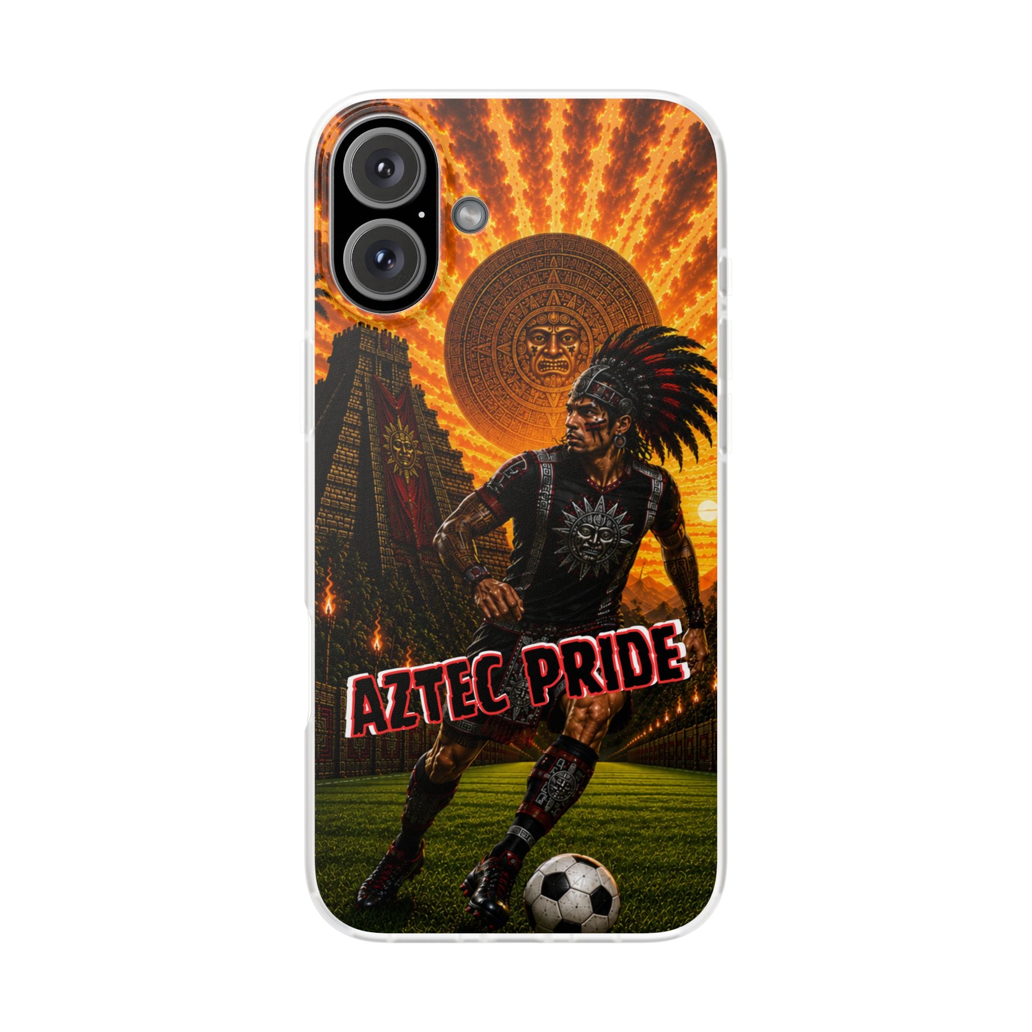 Aztec Soccer Male Warrior – Flexi Phone Case (iPhone & Samsung • Clear TPU • Made & Shipped in the USA • 🚚 FREE USA Shipping • Personalized Option)