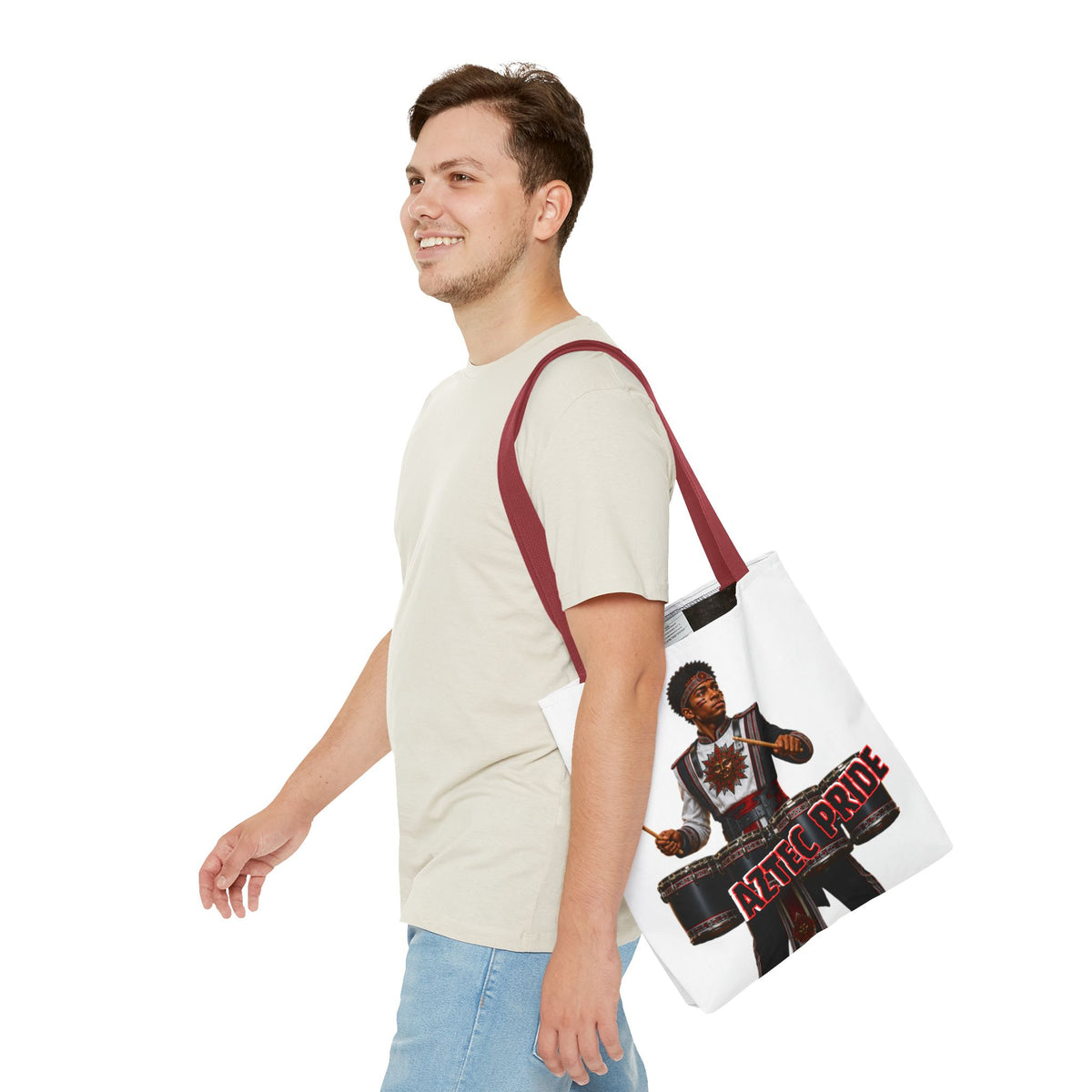 Aztec Band Warrior Tote Bag | Aztec-Inspired AI Art • Made & Shipped in the USA • 🚚 FREE USA Shipping • FREE Personalization
