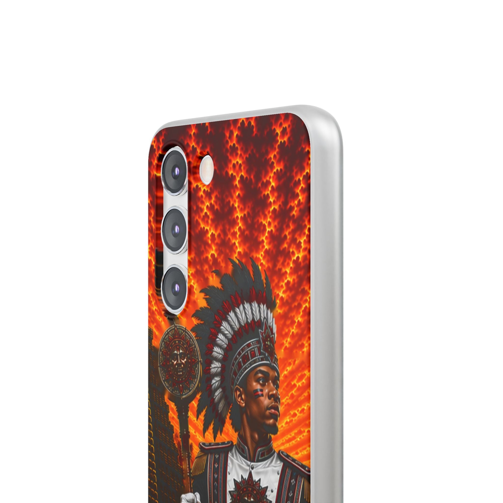Aztec Drum Major Warrior – Flexi Phone Case (iPhone & Samsung • Clear TPU • Made & Shipped in the USA • 🚚 FREE USA Shipping • Personalized Option)