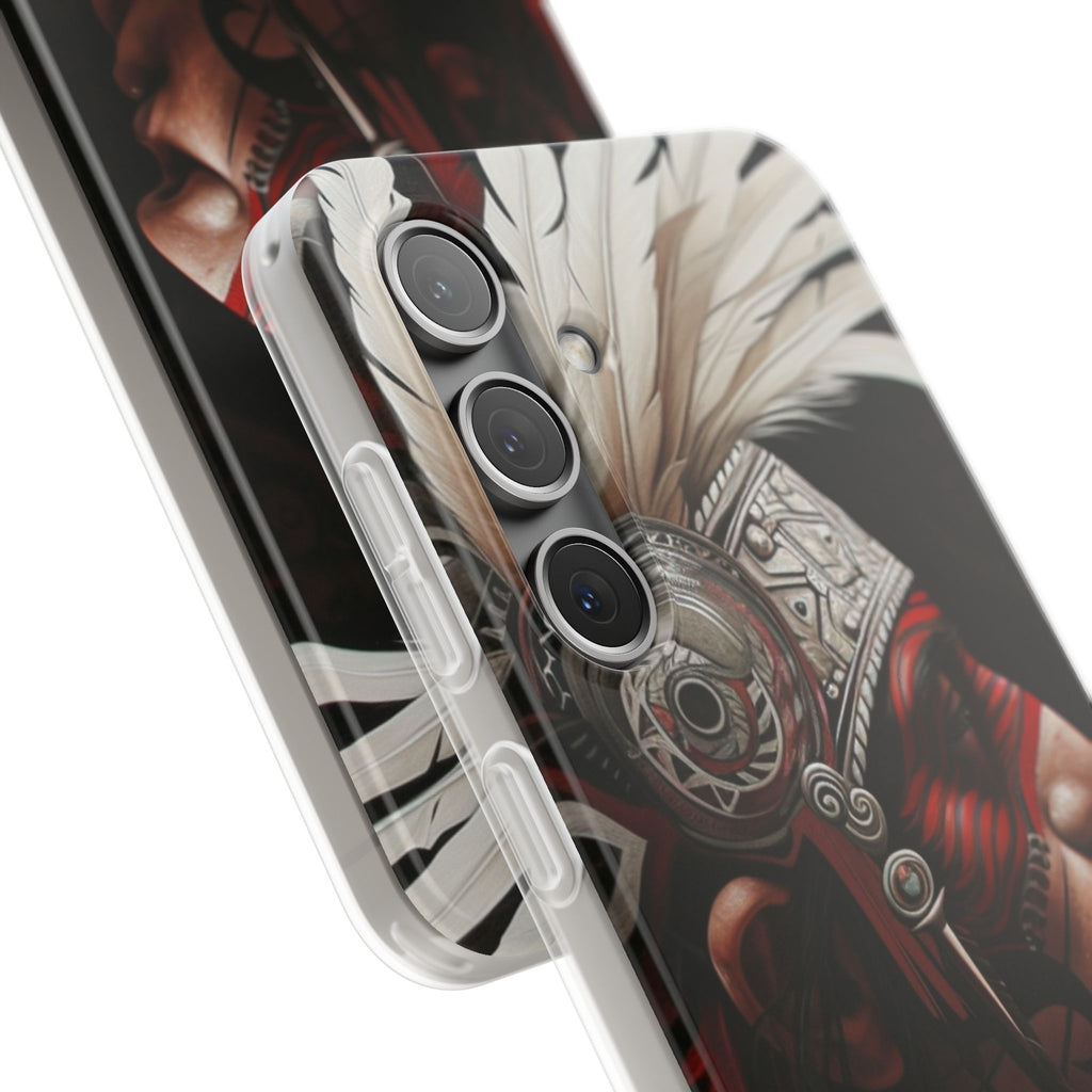 Aztec Warrior King – Flexi Phone Case (iPhone & Samsung • Clear TPU • Made in USA • Personalized Option)