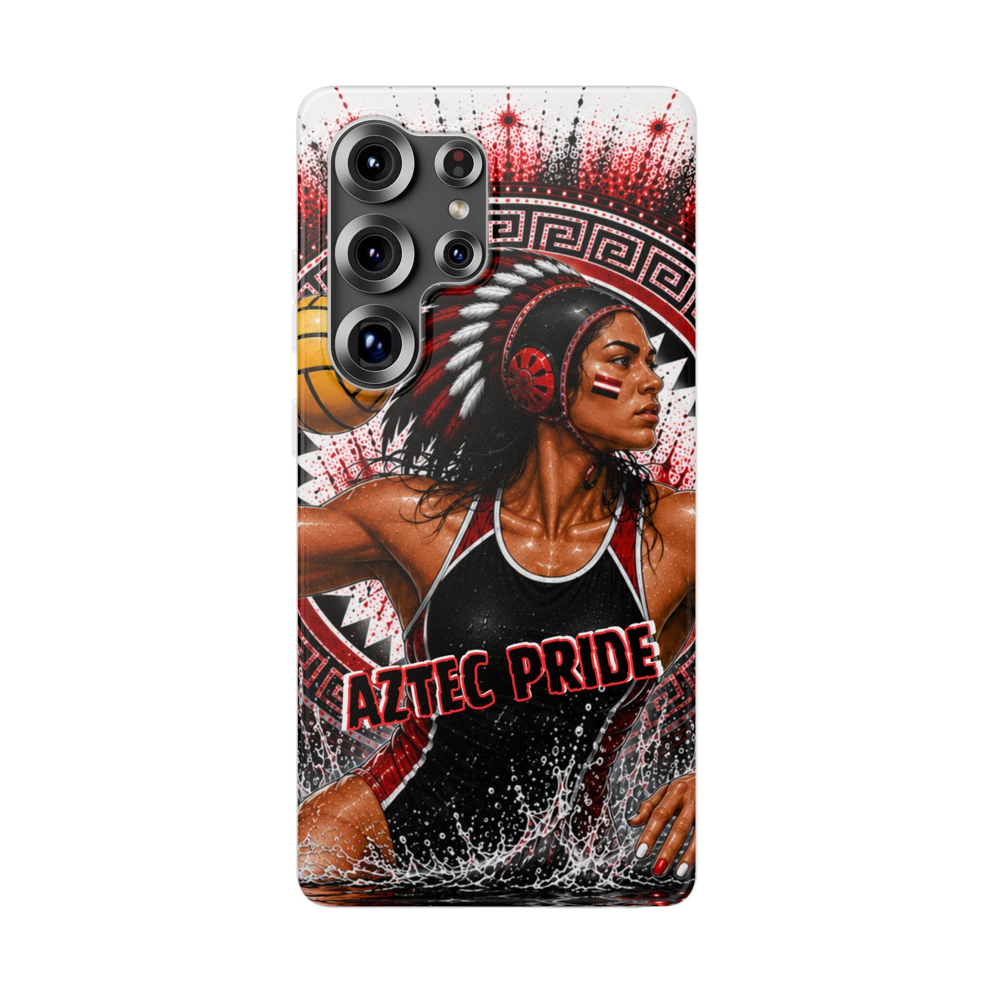 Aztec Water Polo Warrior – Flexi Phone Case (iPhone & Samsung • Clear TPU • Made in USA • Personalized Option)