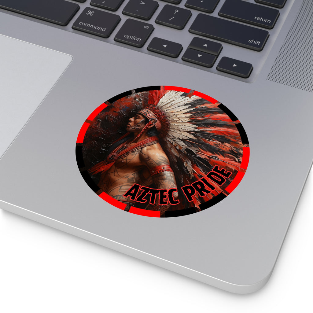 Aztec Noble Warrior Round Vinyl Sticker – Waterproof Matte Decal (2”–6”)