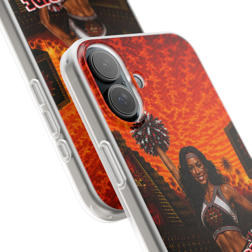 Aztec Cheerleader Warrior – Flexi Phone Case (iPhone & Samsung • Clear TPU • Made & Shipped in the USA • 🚚 FREE USA Shipping • Personalized Option)