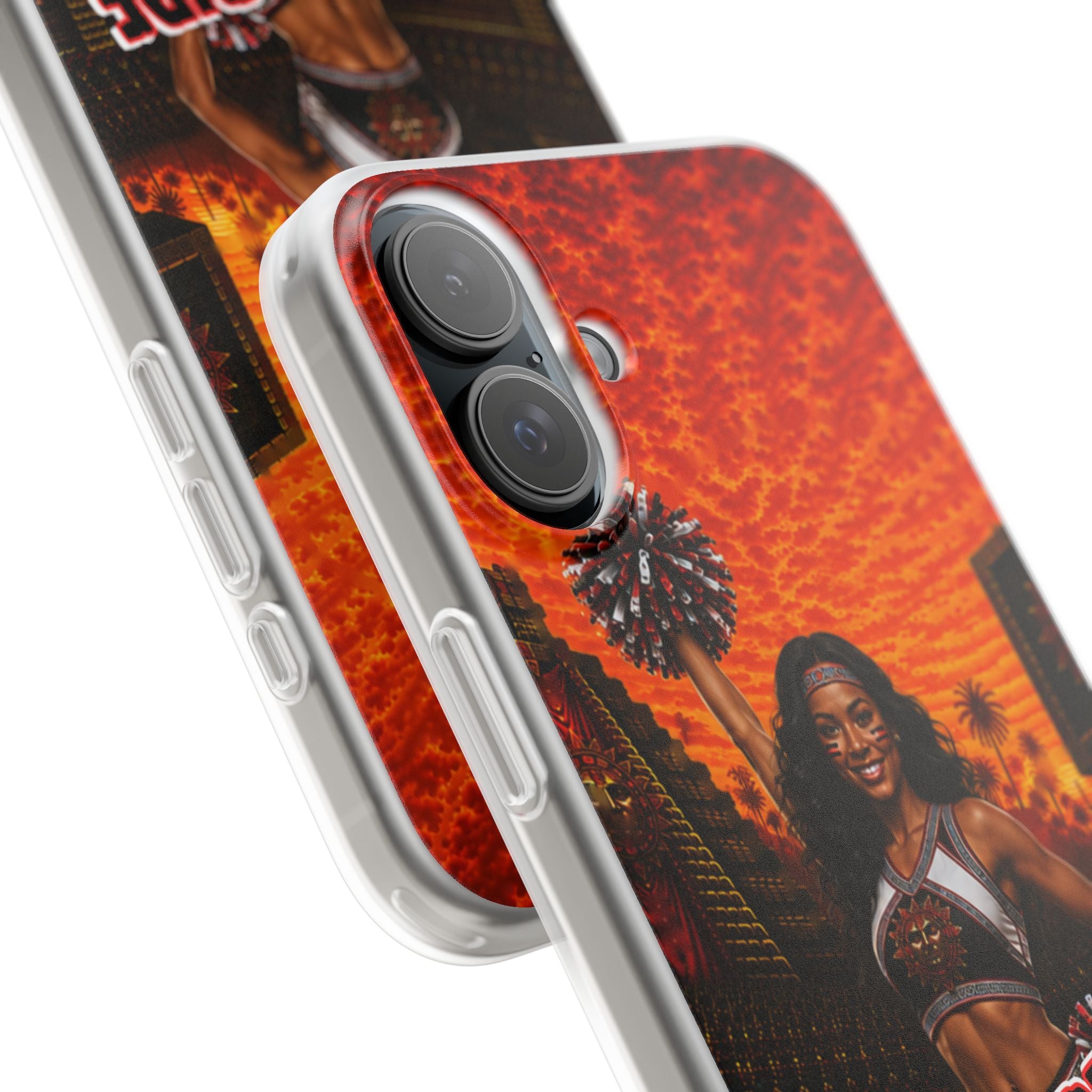 Aztec Cheerleader Warrior – Flexi Phone Case (iPhone & Samsung • Clear TPU • Made & Shipped in the USA • 🚚 FREE USA Shipping • Personalized Option)
