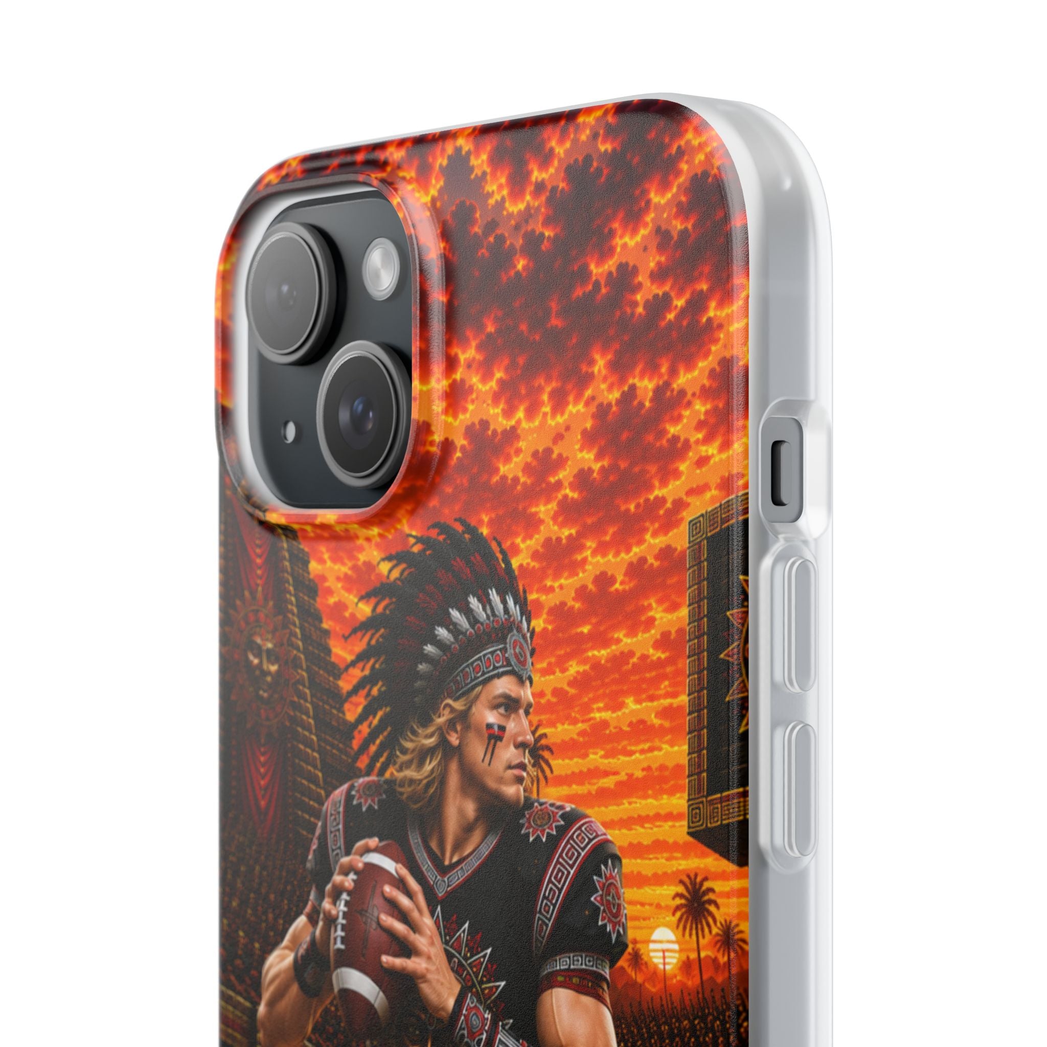 Aztec Football Warrior – Flexi Phone Case (iPhone & Samsung • Clear TPU • Made & Shipped in the USA • 🚚 FREE USA Shipping • Personalized Option)