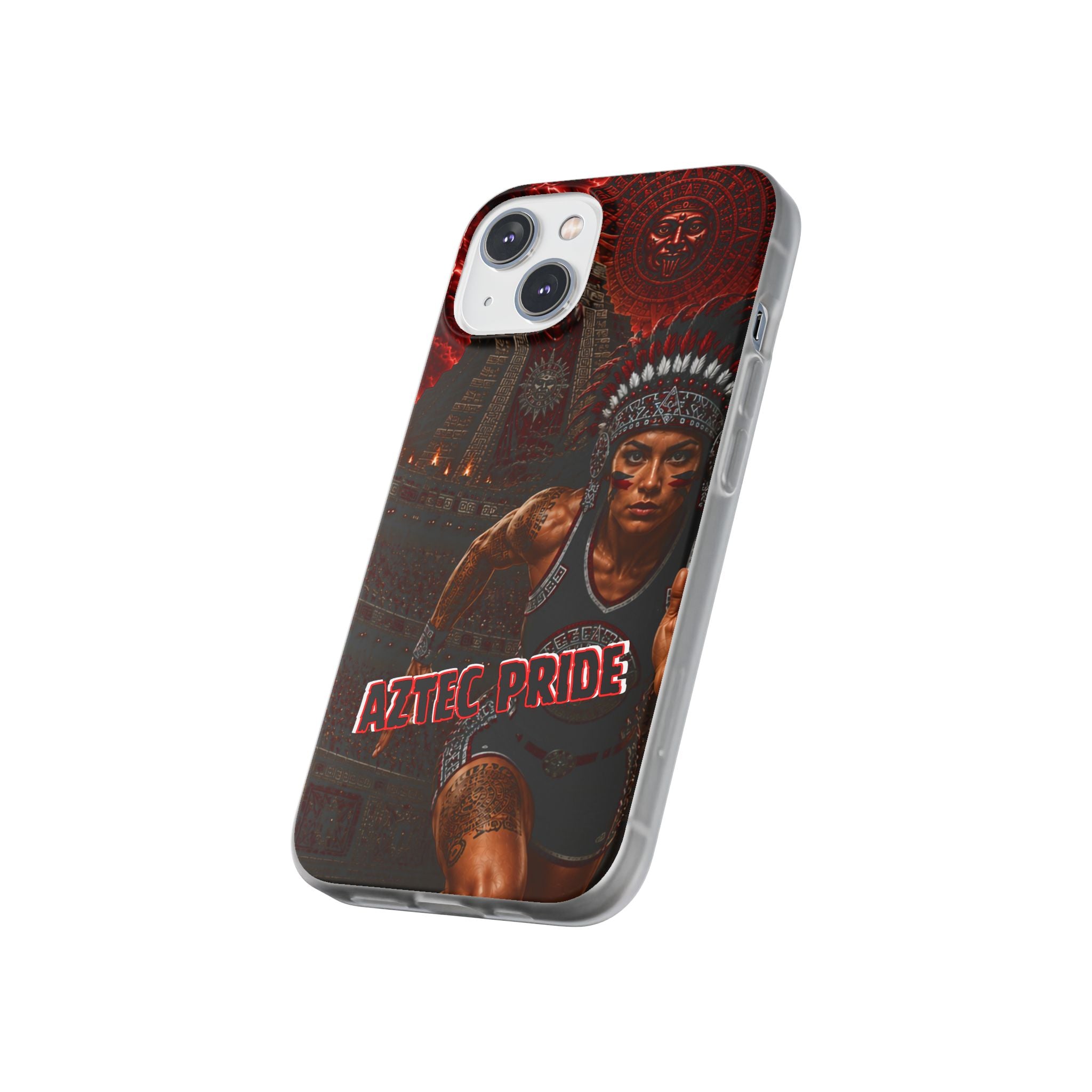 Aztec Track & Field Female Warrior – Flexi Phone Case (iPhone & Samsung • Clear TPU • Made & Shipped in the USA • 🚚 FREE USA Shipping • Personalized Option)