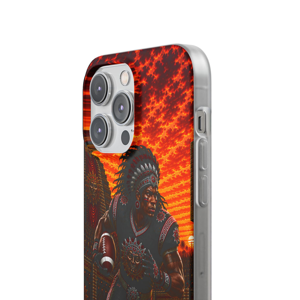 Aztec Football Warrior – Flexi Phone Case (iPhone & Samsung • Clear TPU • Made & Shipped in the USA • 🚚 FREE USA Shipping • Personalized Option)