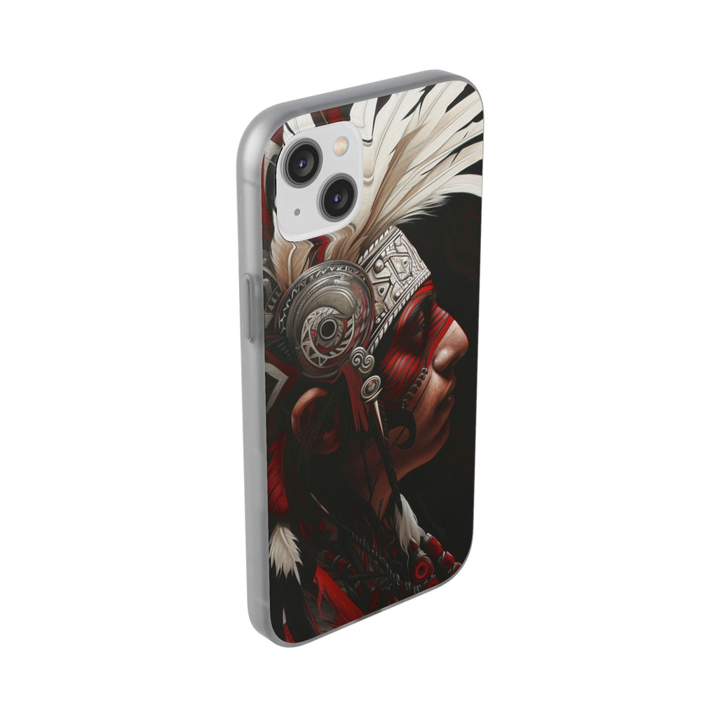 Aztec Warrior King – Flexi Phone Case (iPhone & Samsung • Clear TPU • Made in USA • Personalized Option)