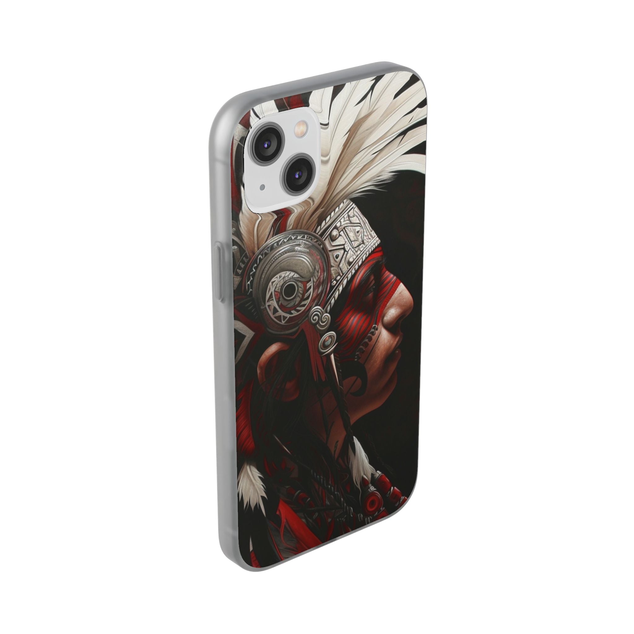 Aztec Warrior King – Flexi Phone Case (iPhone & Samsung • Clear TPU • Made in USA • Personalized Option)