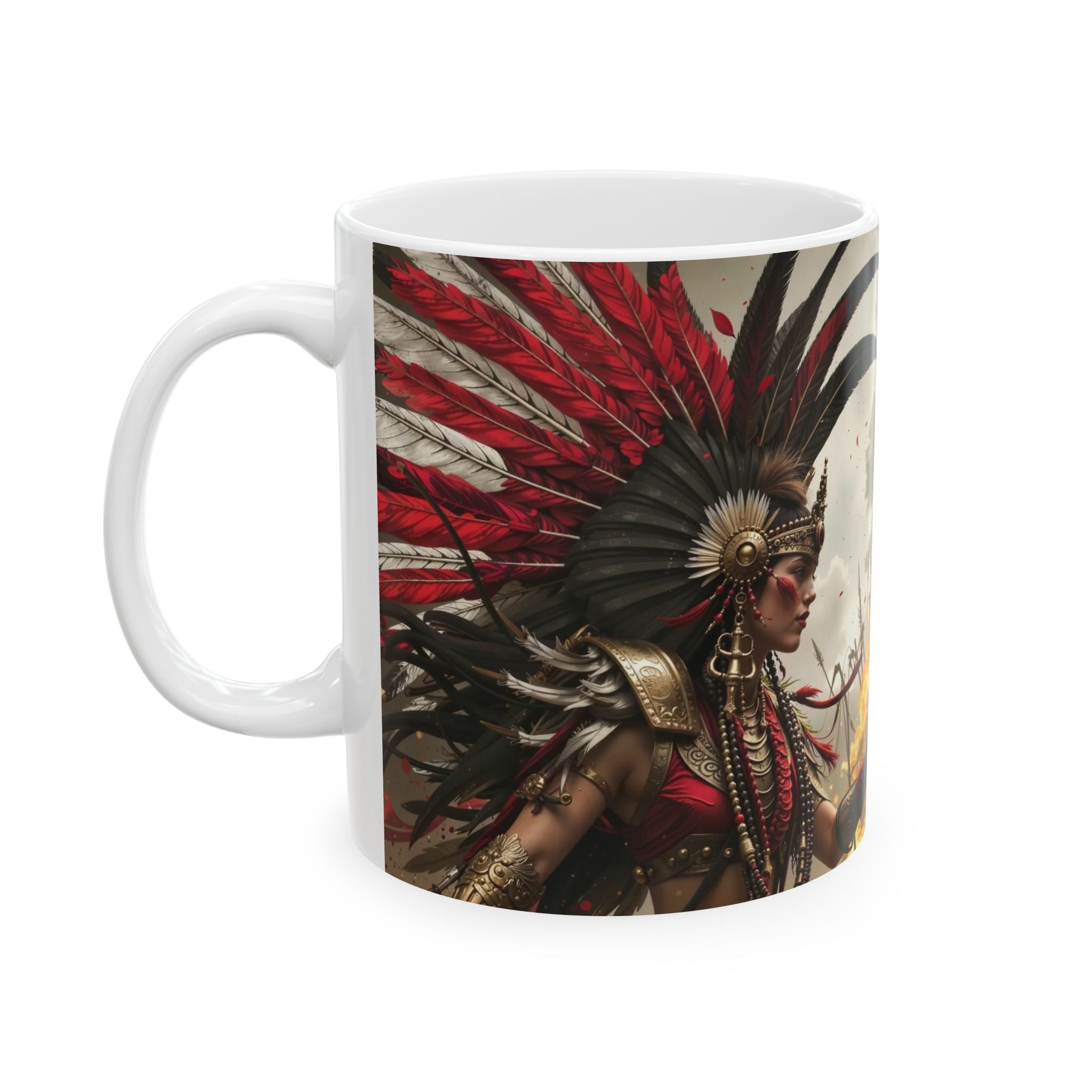 Aztec Warrior Queen – Ceramic Mug (11oz, 15oz • Dishwasher & Microwave Safe • Made in USA • Personalized Option)