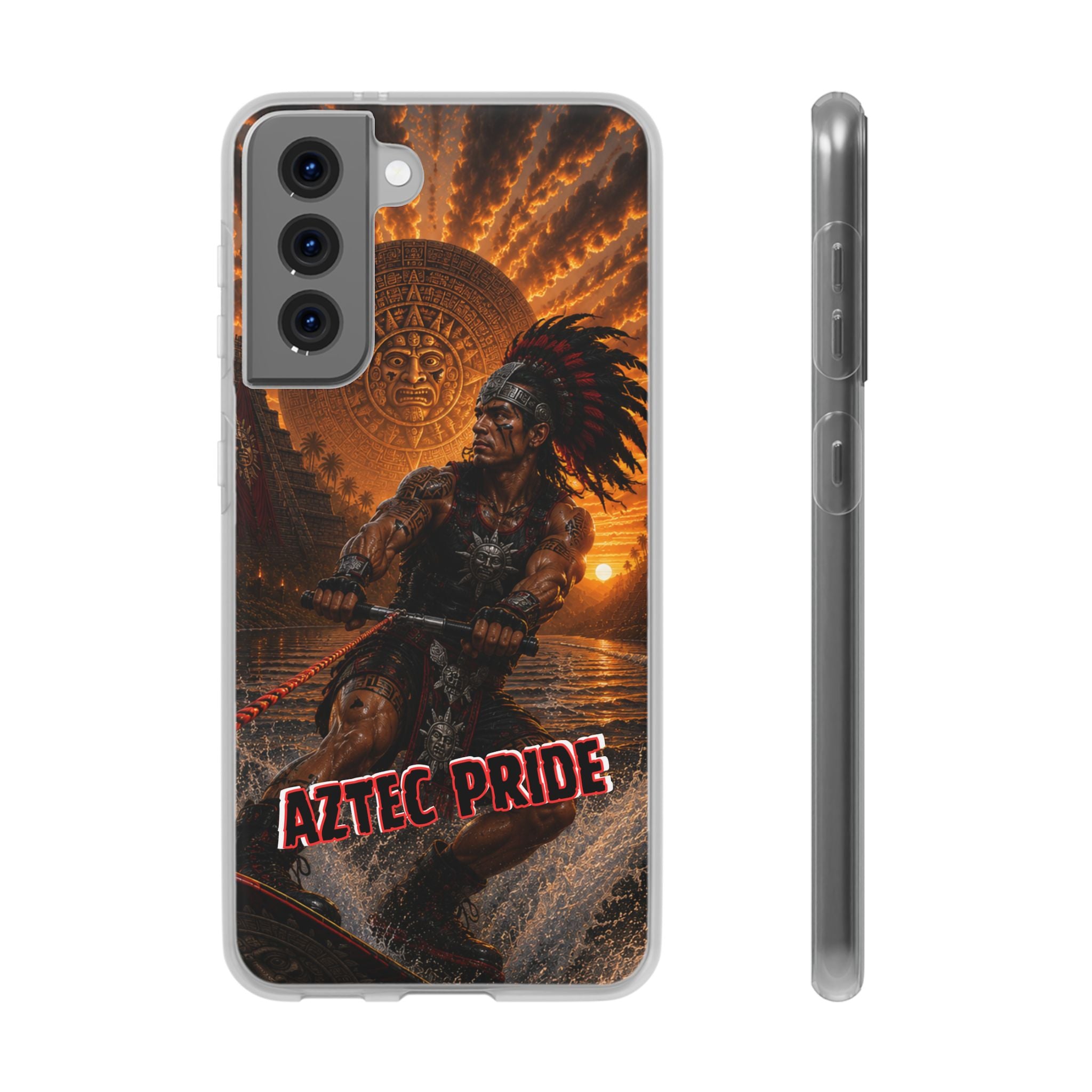 Aztec Wakeboard Male Warrior – Flexi Phone Case (iPhone & Samsung • Clear TPU • Made & Shipped in the USA • 🚚 FREE USA Shipping • Personalized Option)