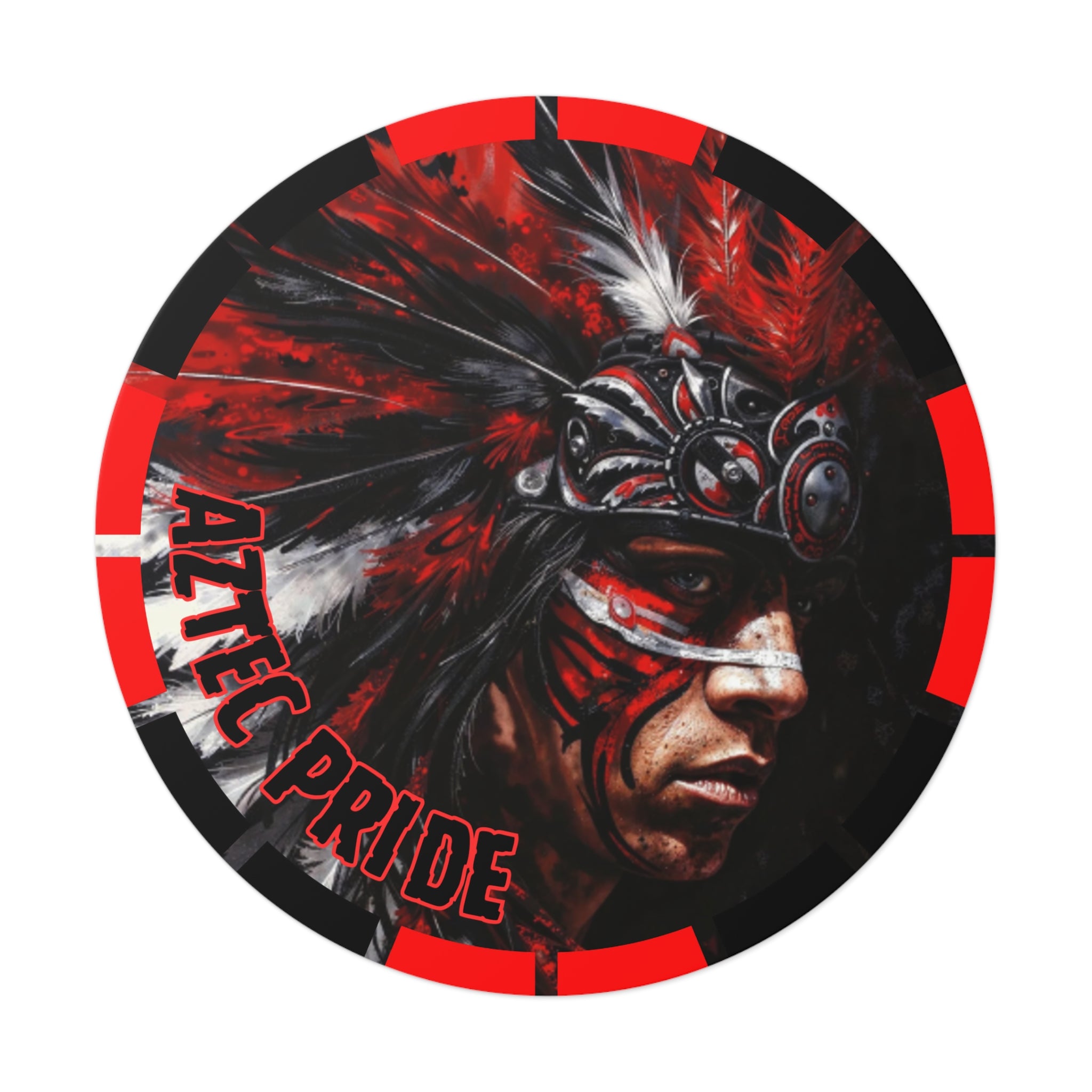 Aztec King of Kings Round Vinyl Sticker – Waterproof Matte Decal (2”–6”)