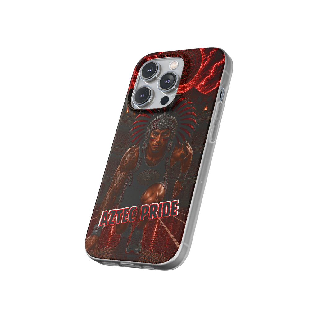 Aztec Track & Field Male Warrior – Flexi Phone Case (iPhone & Samsung • Clear TPU • Made & Shipped in the USA • 🚚 FREE USA Shipping • Personalized Option)
