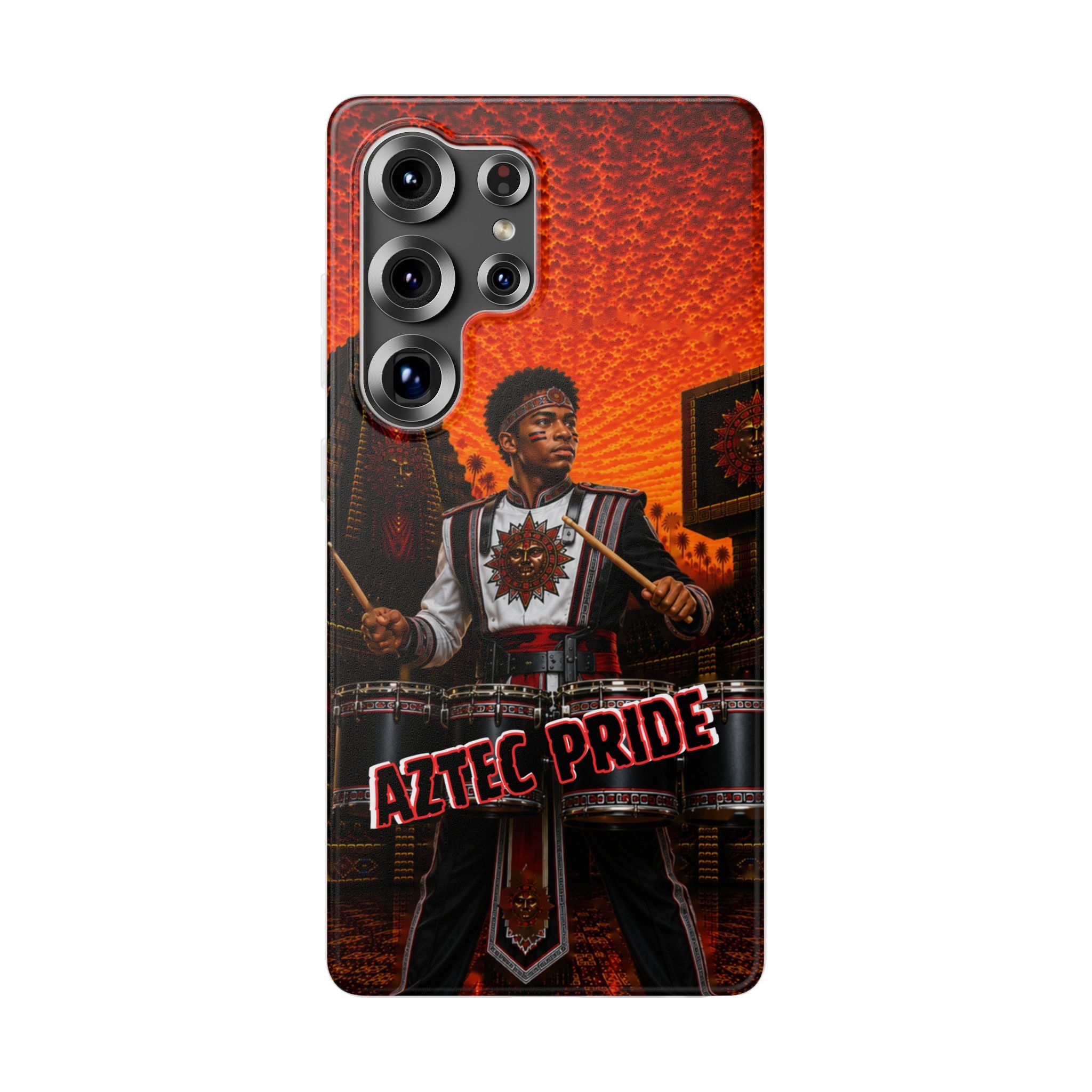 Aztec Band Warrior – Flexi Phone Case (iPhone & Samsung • Clear TPU • Made & Shipped in the USA • 🚚 FREE USA Shipping • Personalized Option)