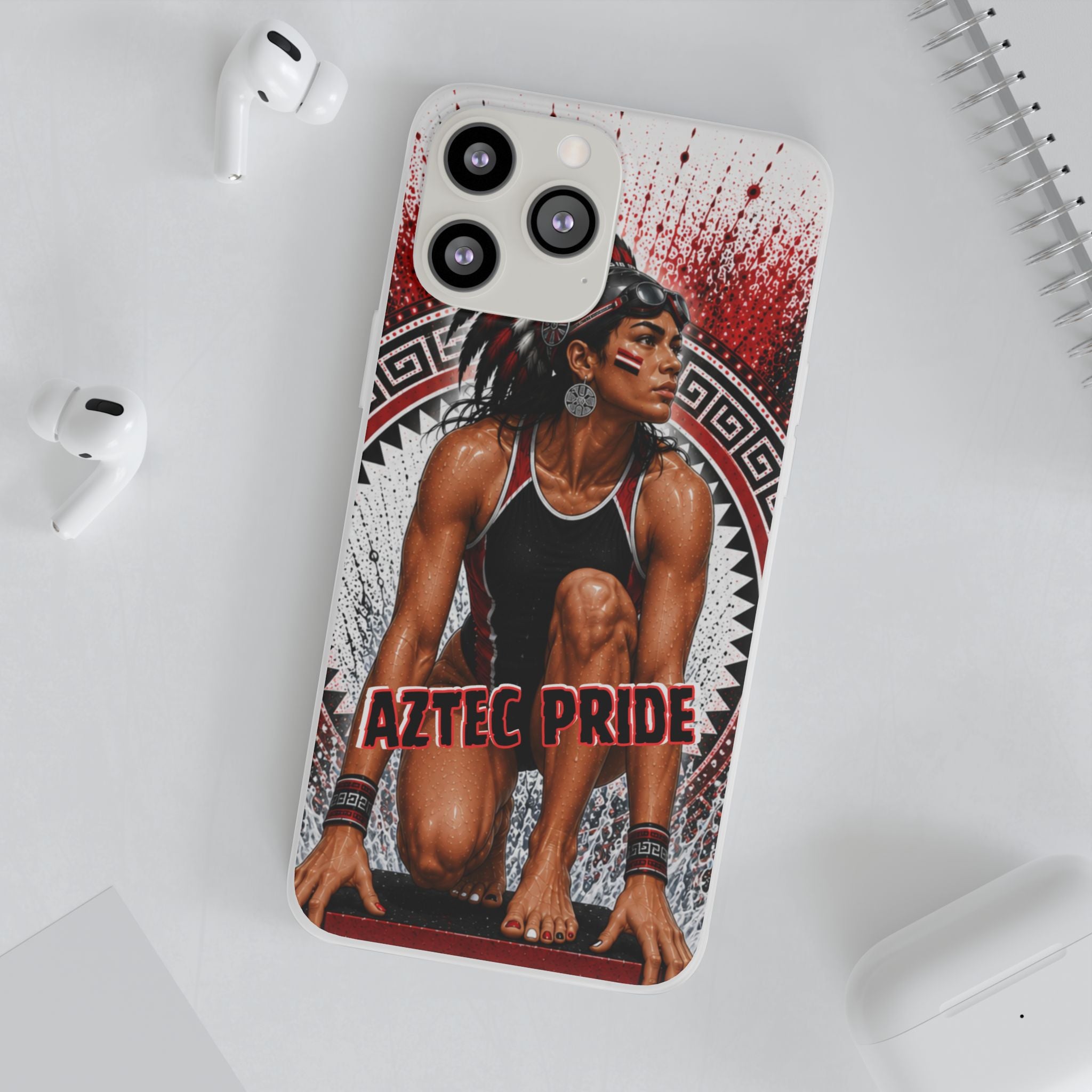 Aztec Swim & Dive Warrior – Flexi Phone Case (iPhone & Samsung • Clear TPU • Made & Shipped in the USA • 🚚 FREE USA Shipping • Personalized Option)