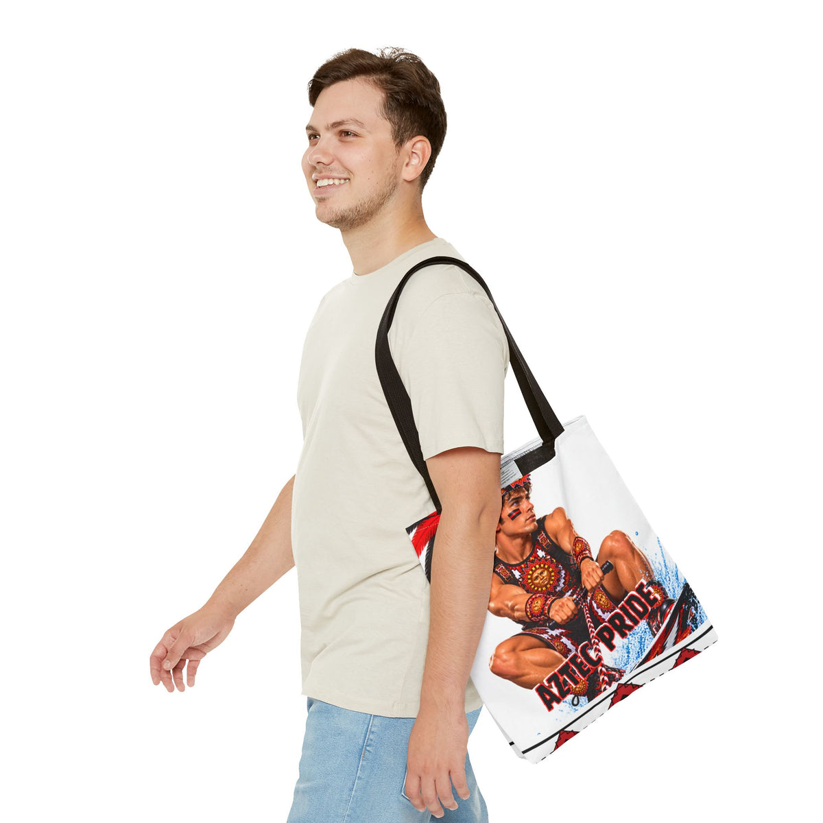 Aztec Waterski Wakeboard Warrior Tote Bag | Aztec-Inspired AI Art • Made & Shipped in the USA • 🚚 FREE USA Shipping • FREE Personalization