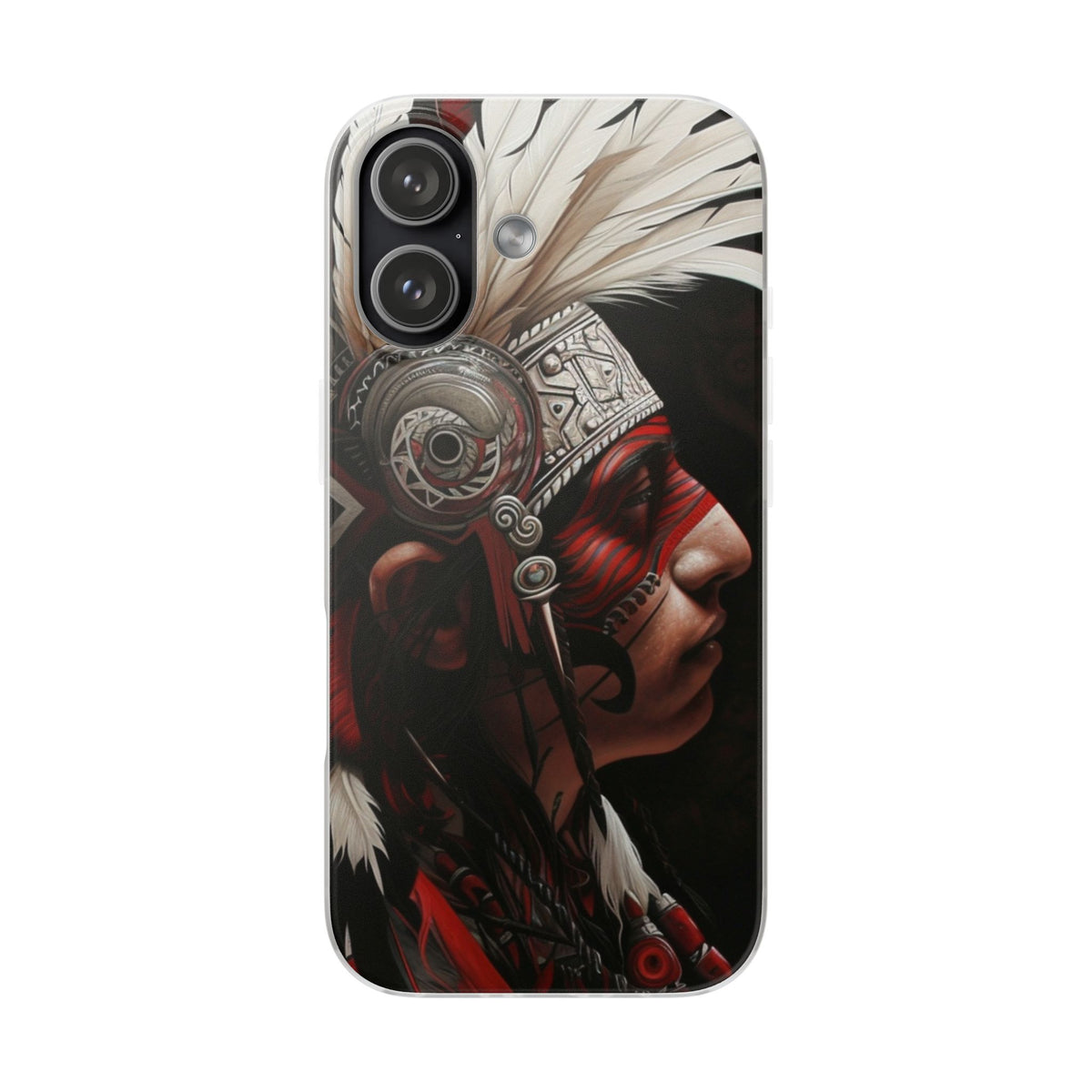 Aztec Warrior King – Flexi Phone Case (iPhone & Samsung • Clear TPU • Made in USA • Personalized Option)