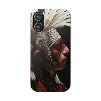 Aztec Warrior King – Flexi Phone Case (iPhone & Samsung • Clear TPU • Made in USA • Personalized Option)