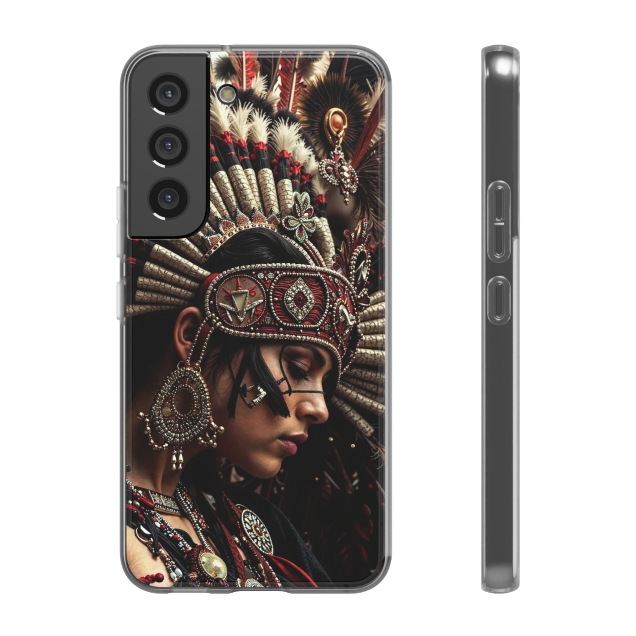 Aztec Goddess Spirit – Flexi Phone Case (iPhone & Samsung • Clear TPU • Made in USA • Personalized Option)
